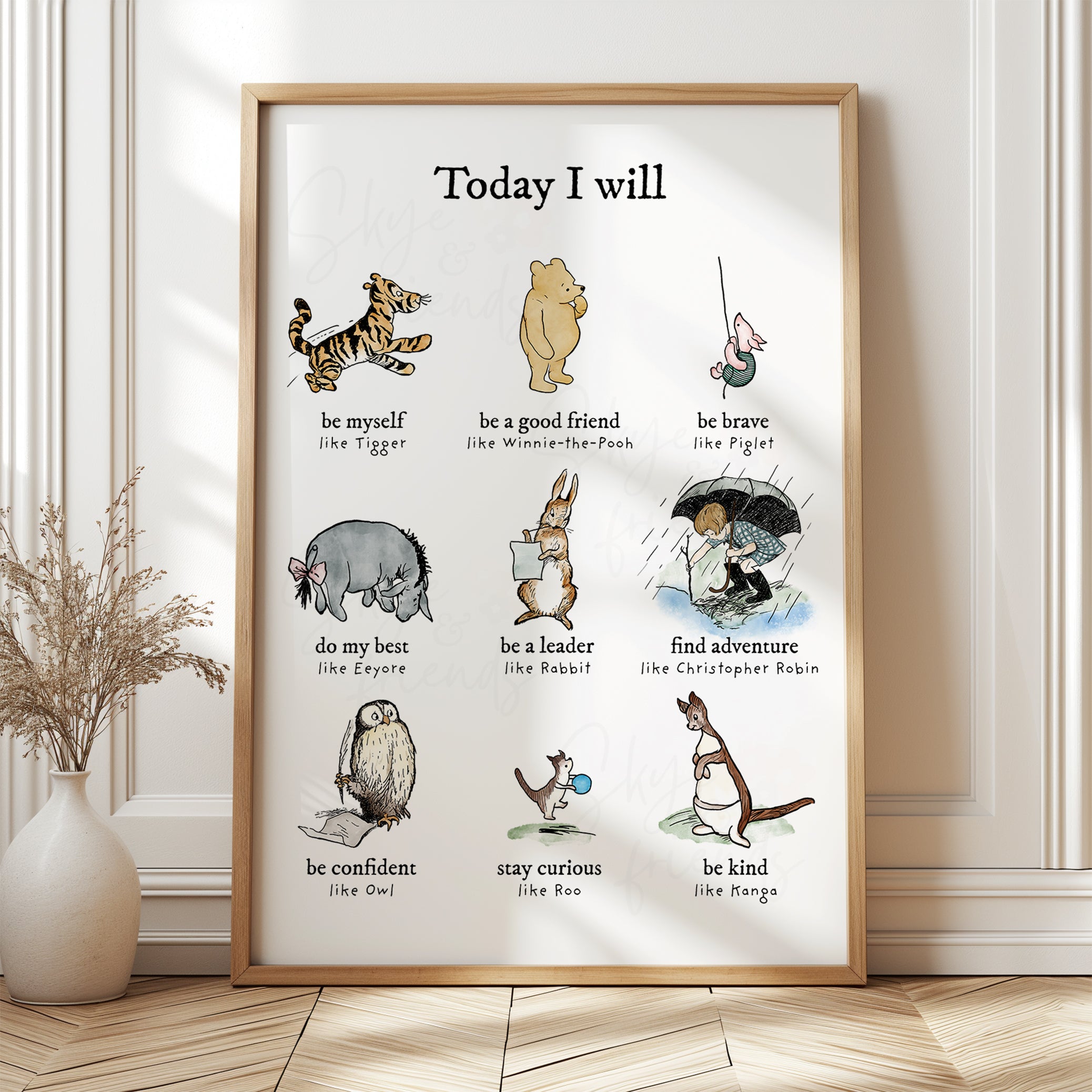 Winnie-the-Pooh Positive Affirmations Nursery Wall Art