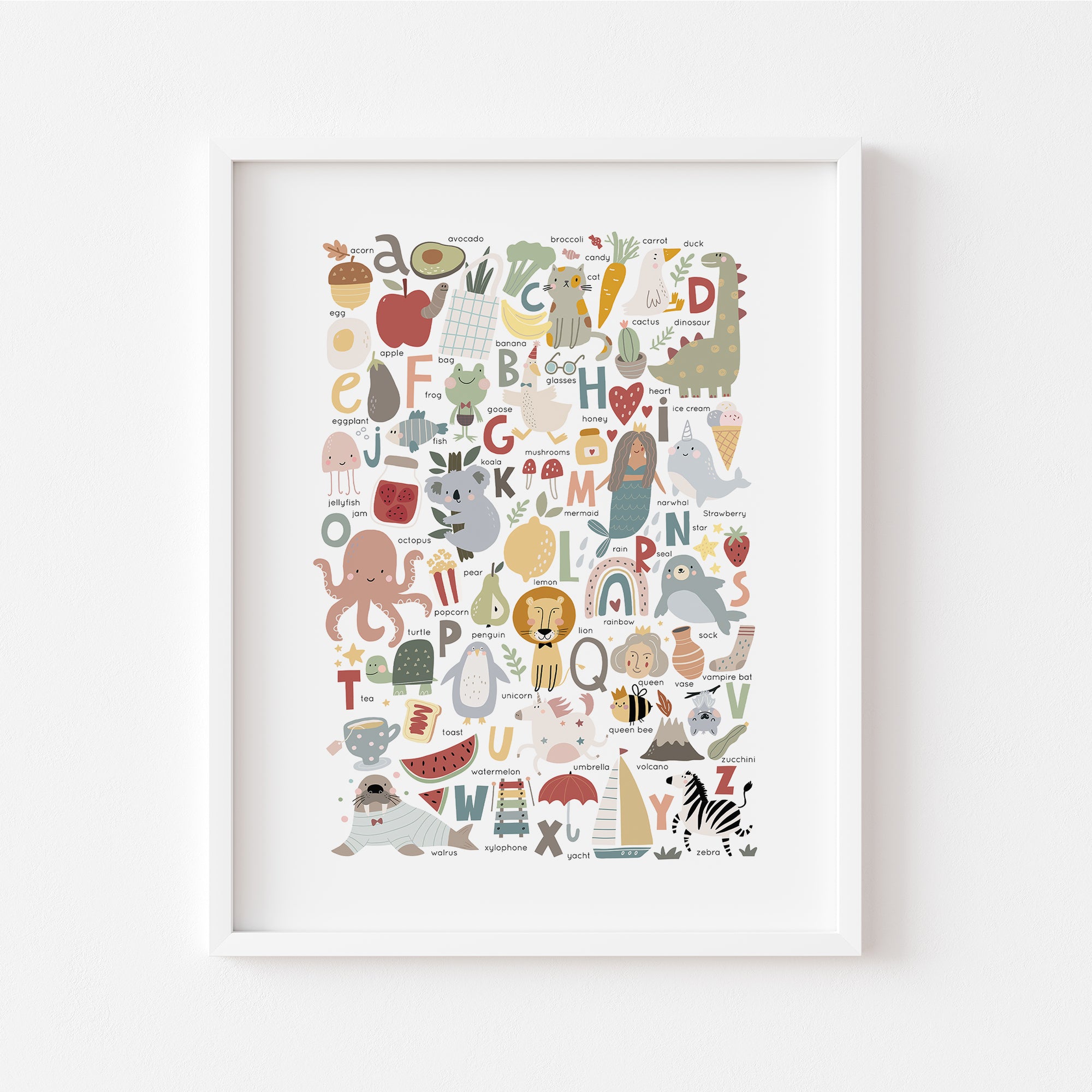 Alphabet Collage Wall Art with Animals and Objects