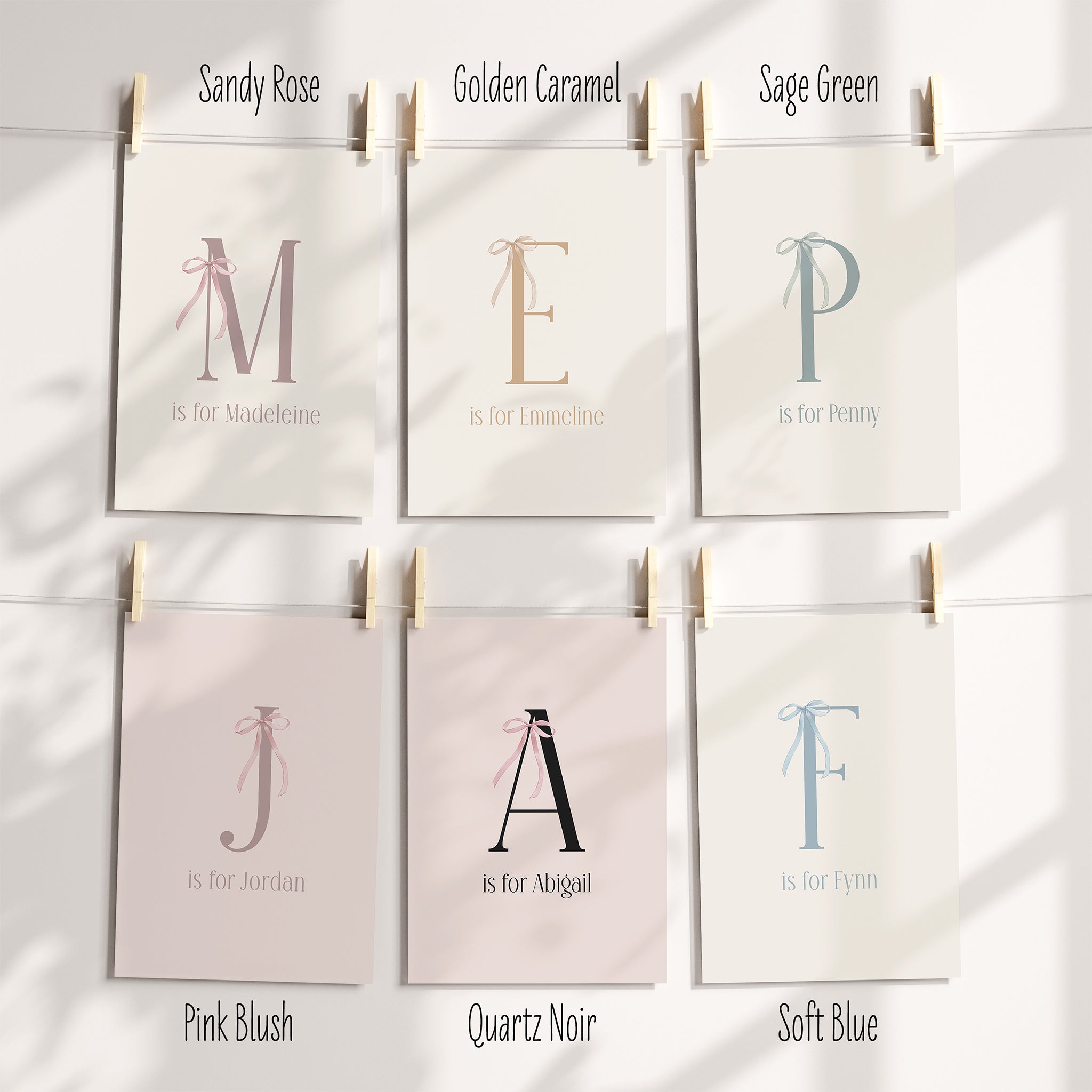 Coquette Nursery Personalized Letter Print with Pink Bow