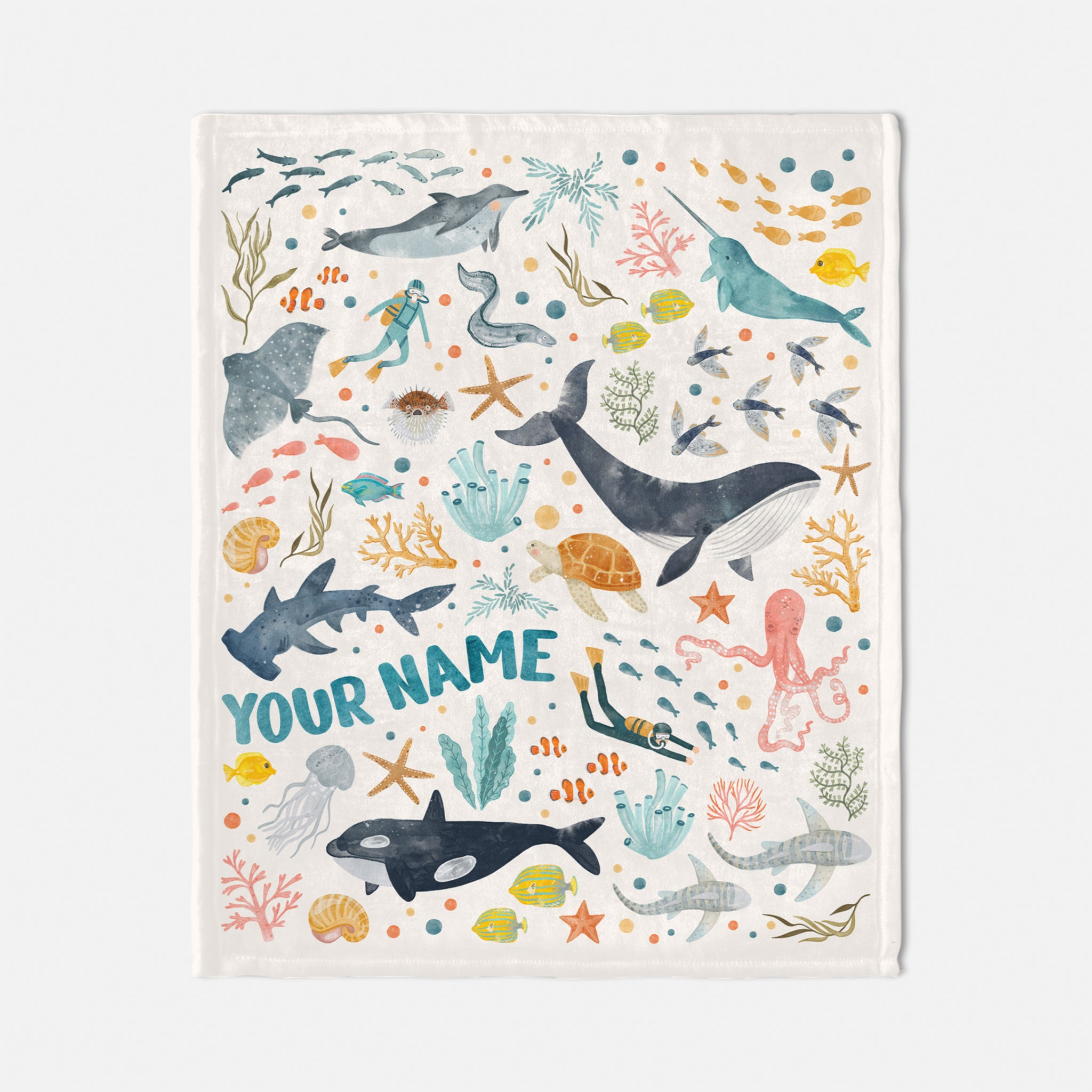 Under the Sea Custom Name Baby Blanket | Soft Minky