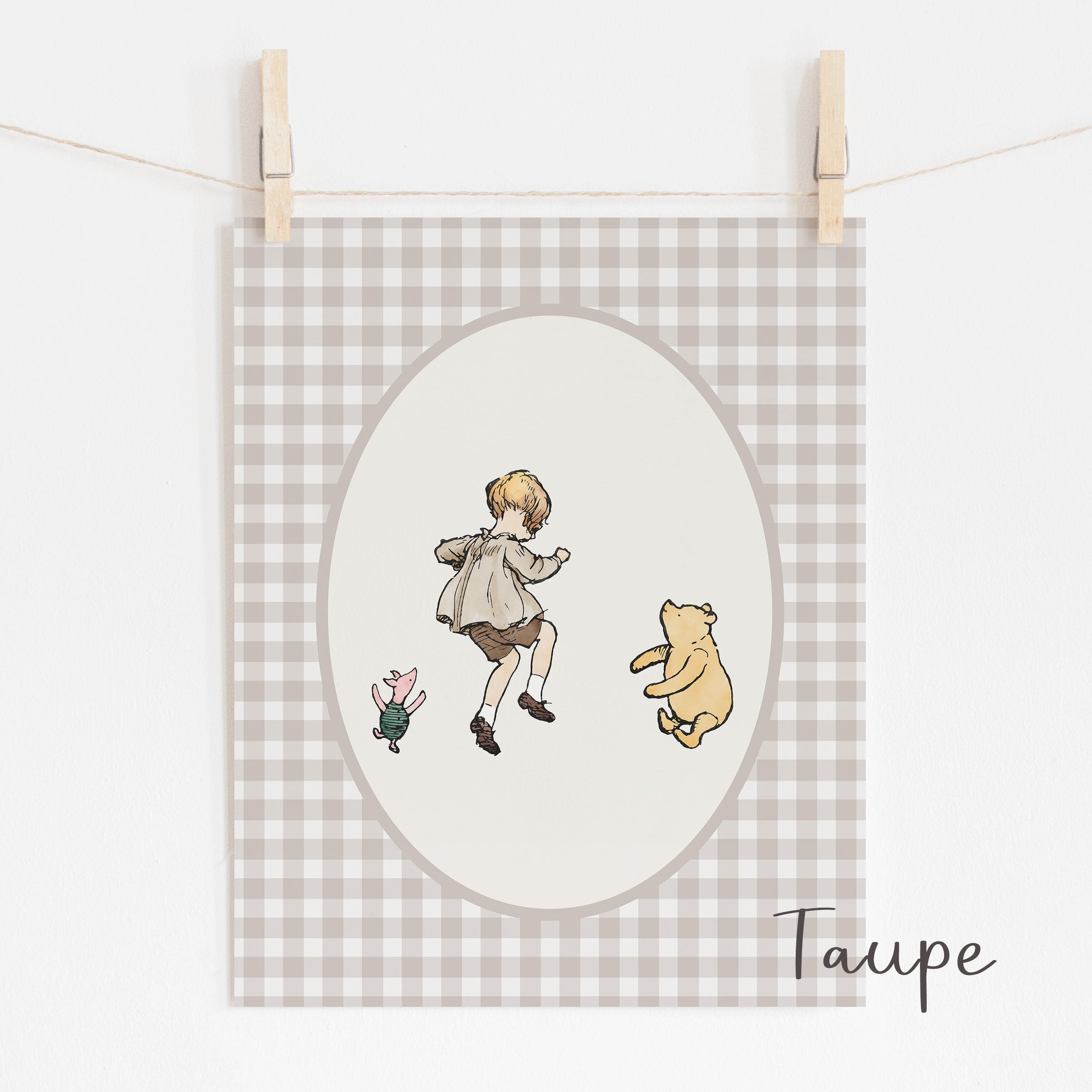 Classic Winnie-the-Pooh Nursery Print with Sage Green Border & Other Colors - Oh Joy!