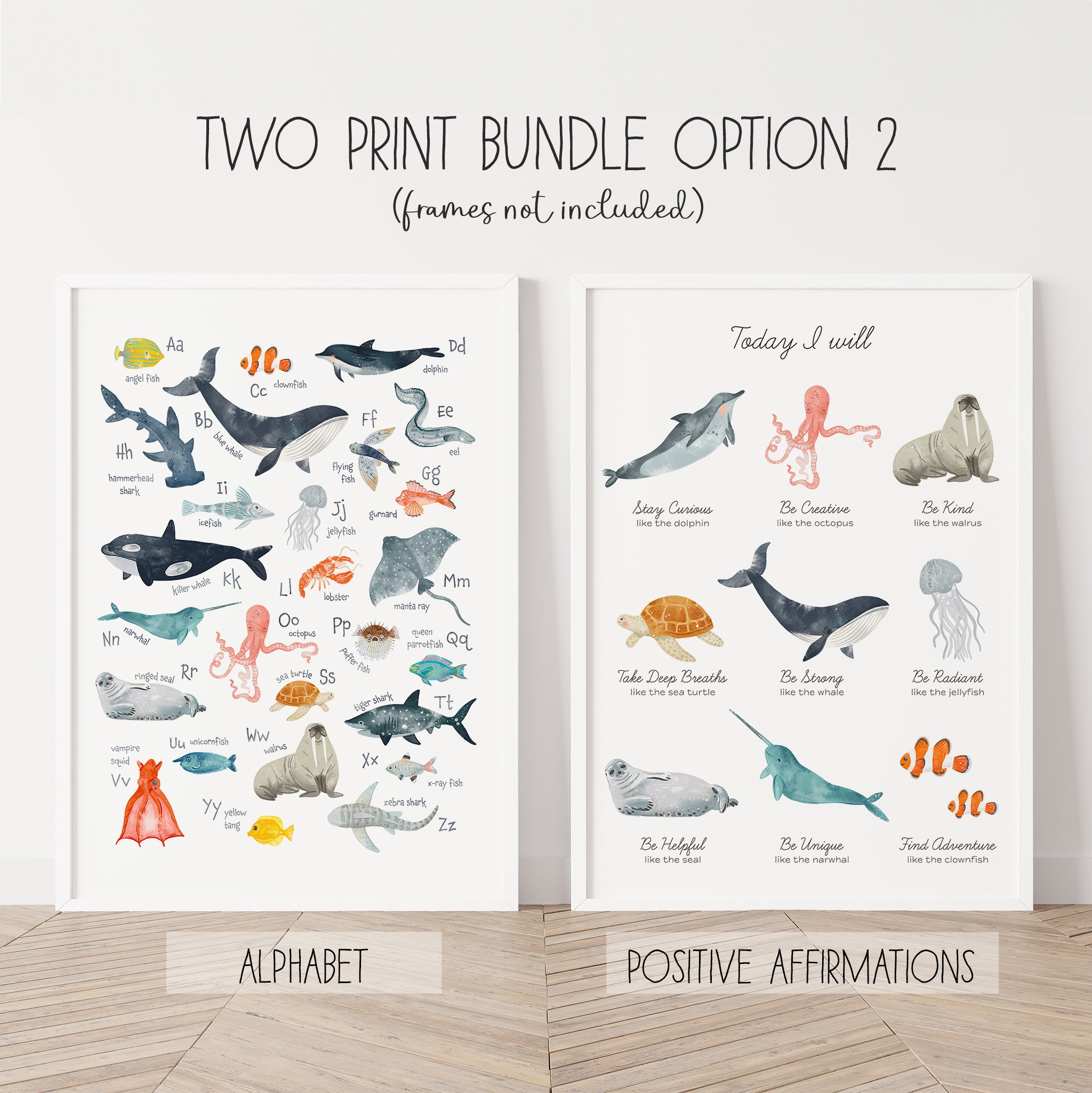 Ocean Animals Nursery Prints Bundle Set