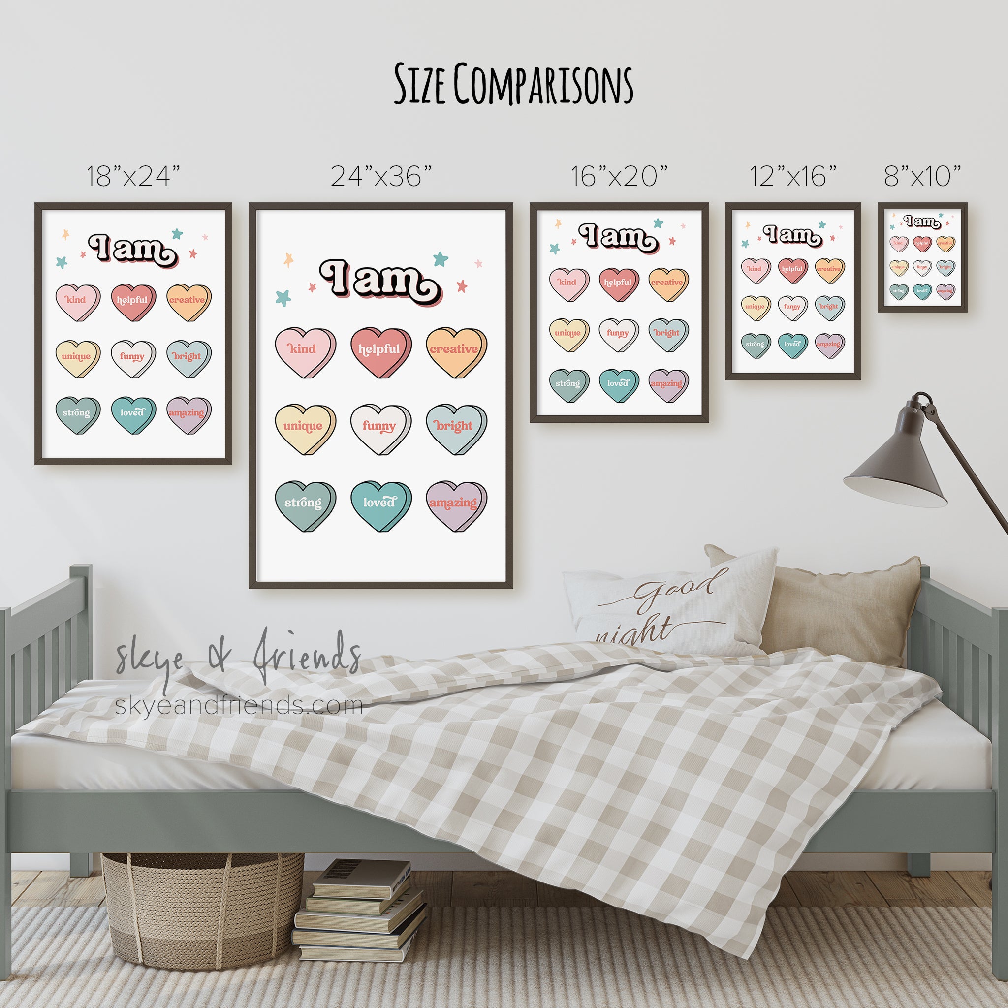 Retro Valentine's Day Candy Hearts Poster with Positive Affirmations