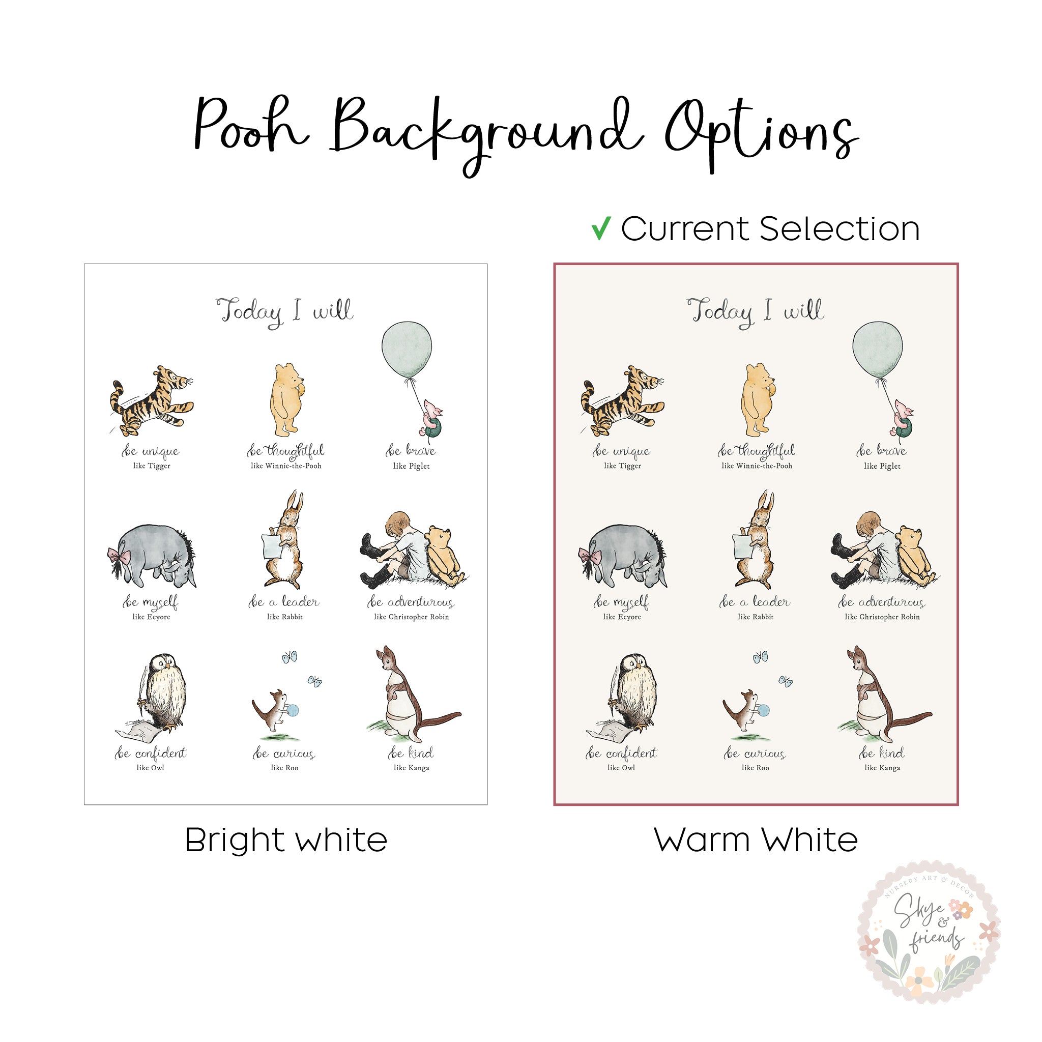 Today I Will Winnie-the-Pooh Nursery Wall Art, Minimal Neutral Style