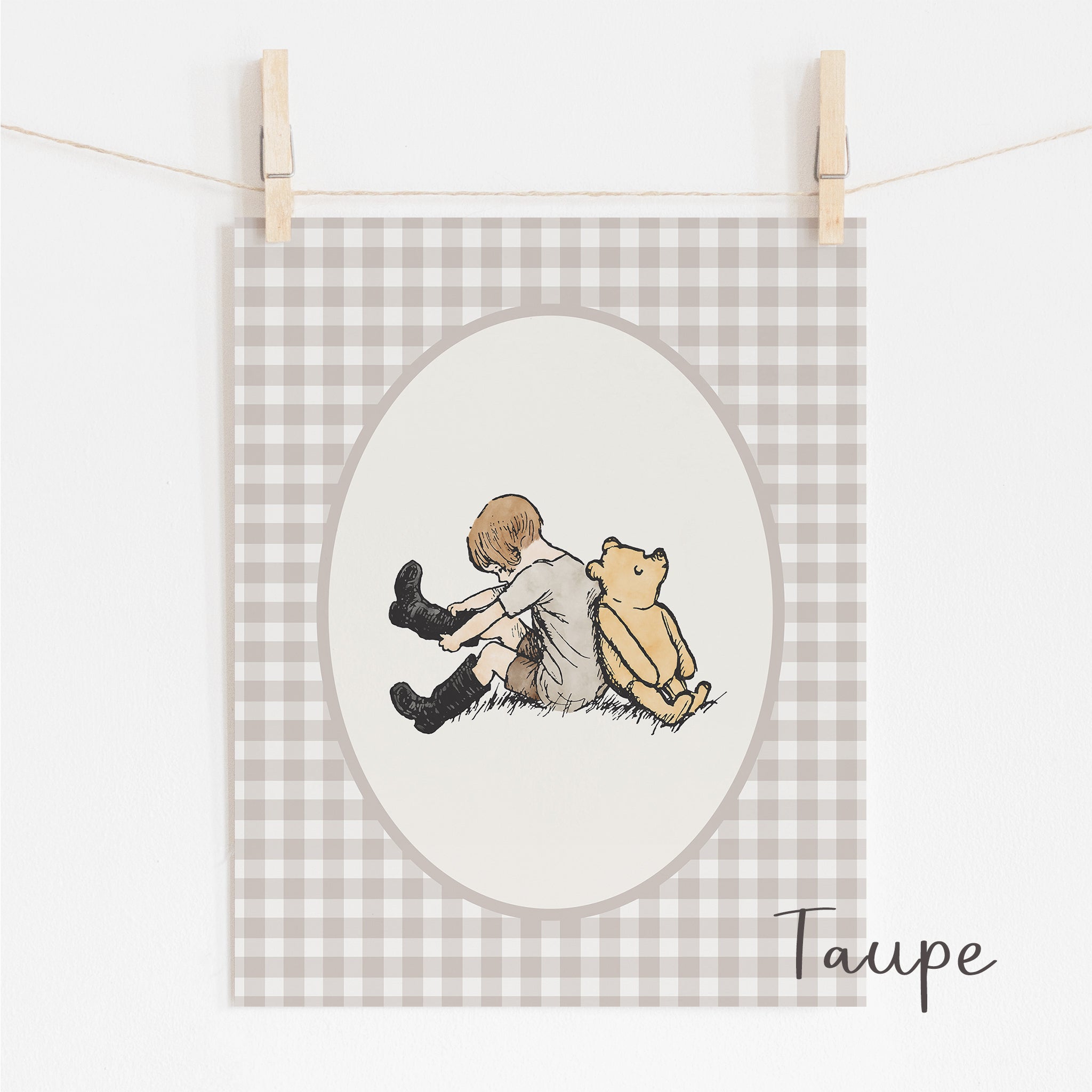 Classic Winnie-the-Pooh Nursery Print in Sage Green and Other Neutral Colors - A Grand Adventure!