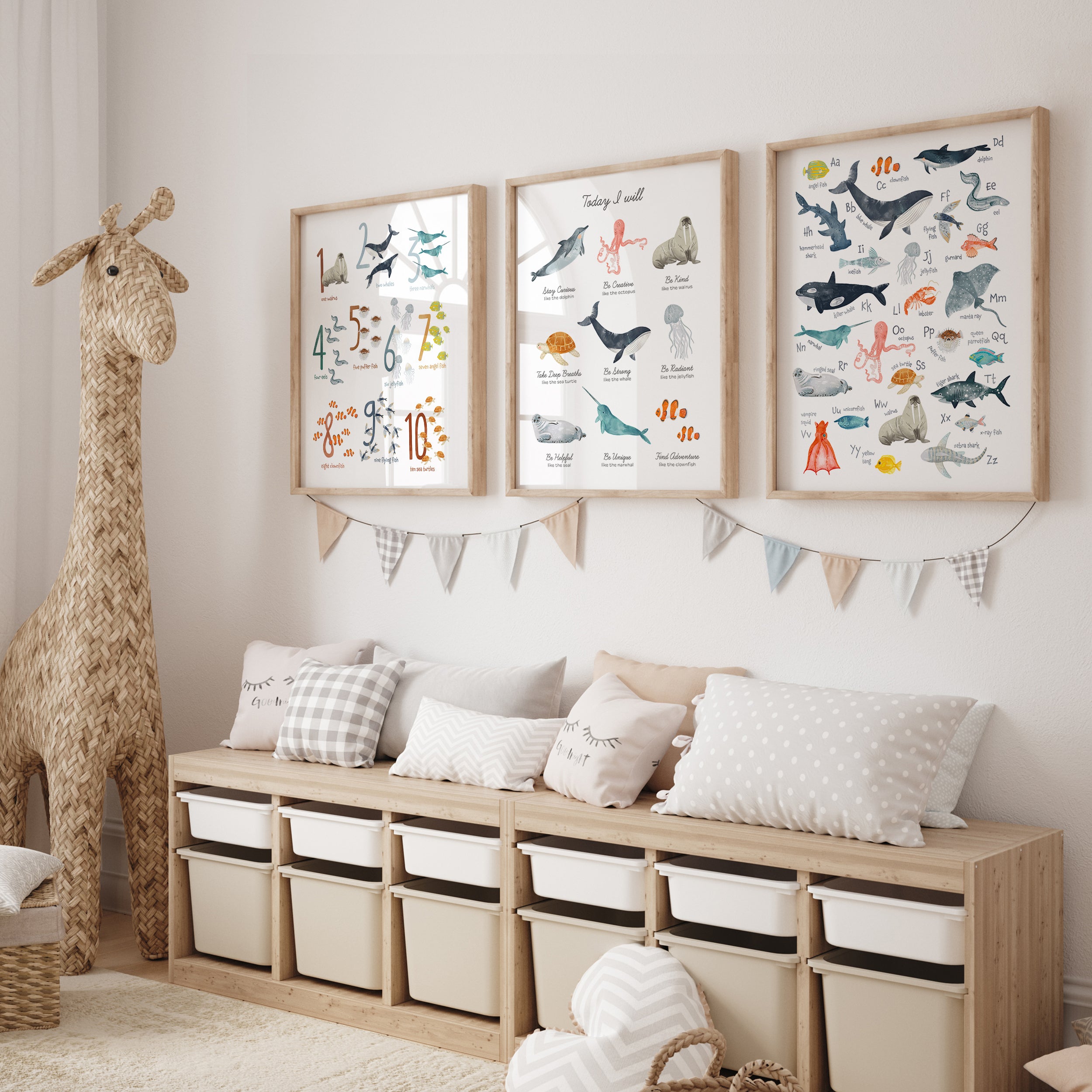 Ocean Animals Nursery Prints Bundle Set