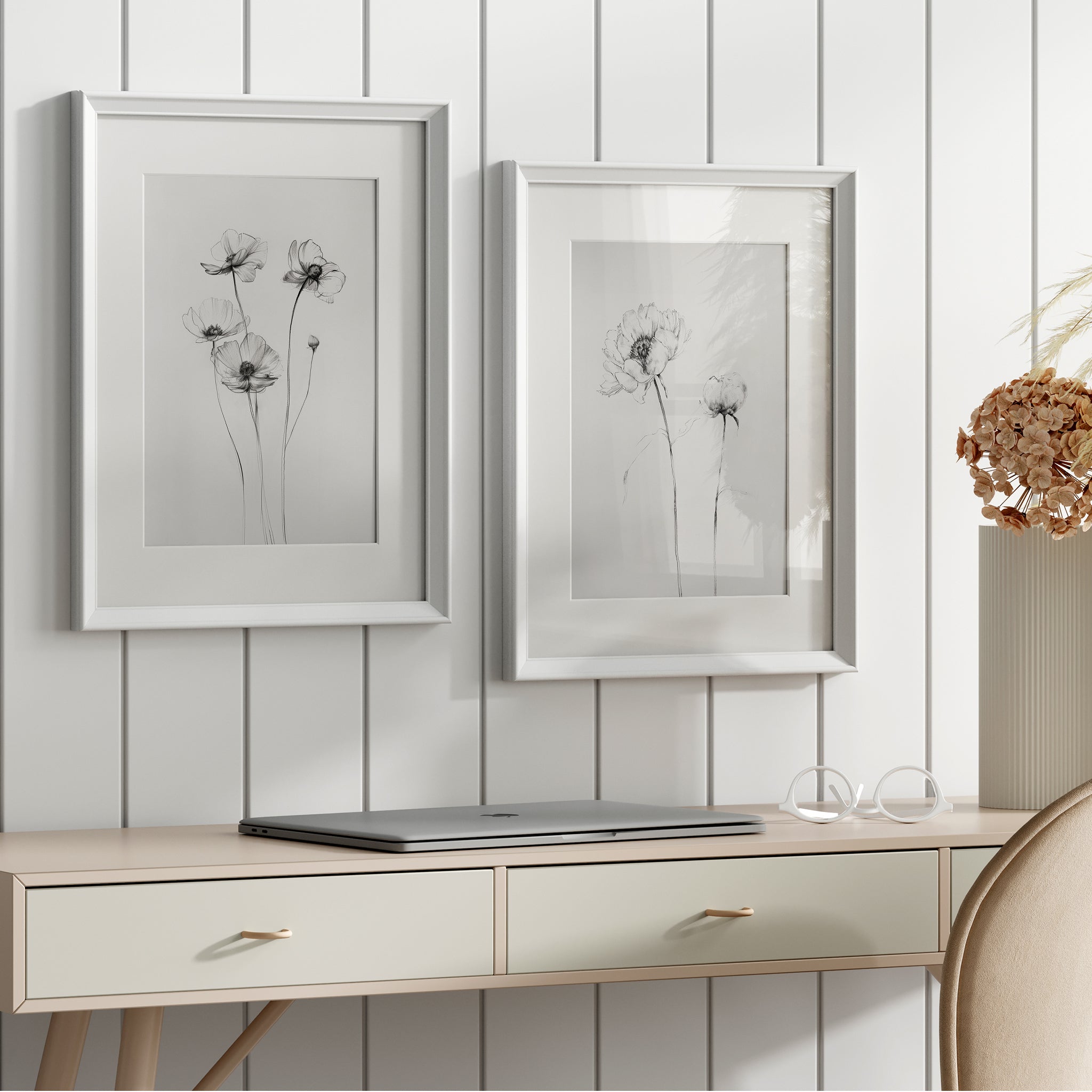 Wildflower Sketches, Botanical Nursery Wall Art