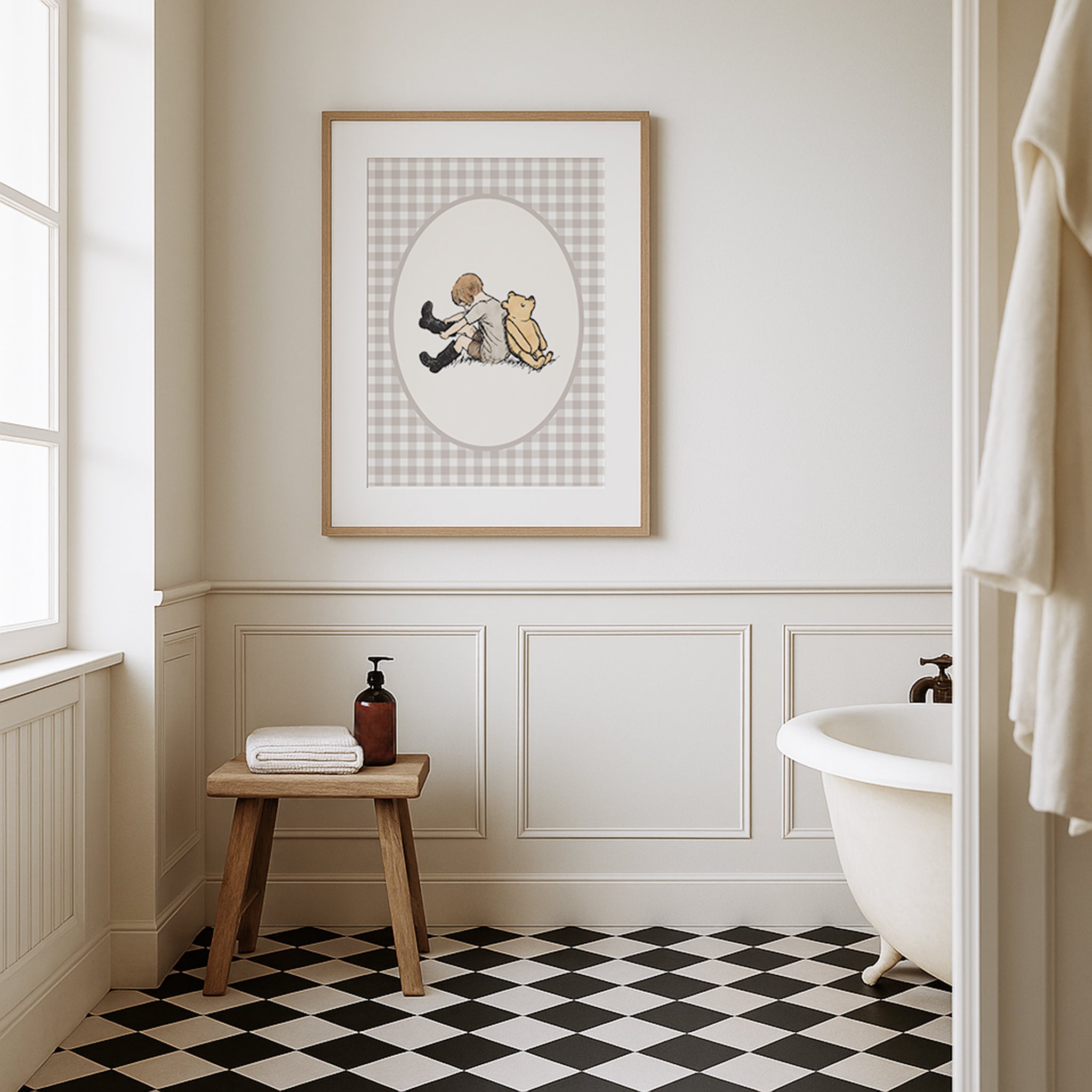 Classic Winnie-the-Pooh Nursery Print in Sage Green and Other Neutral Colors - A Grand Adventure!