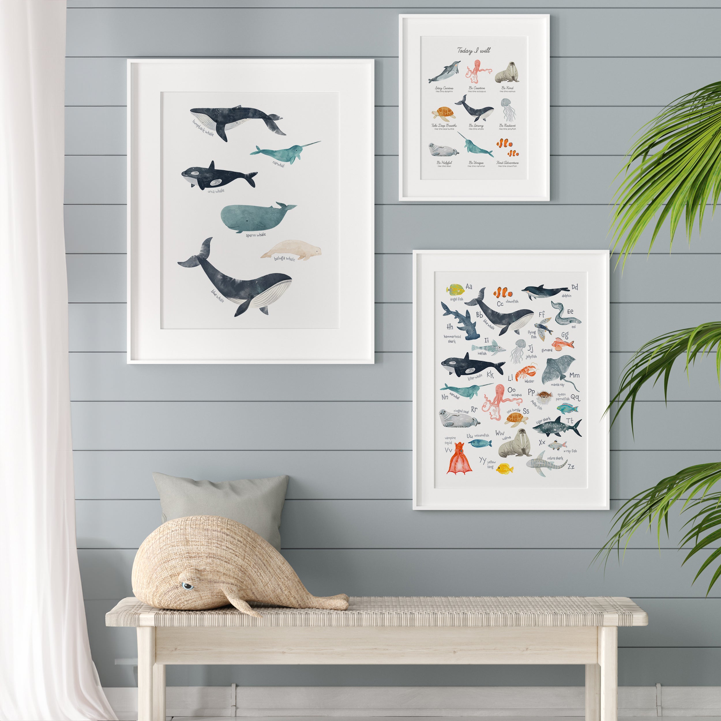 Whales Poster for Nursery and Kids Room