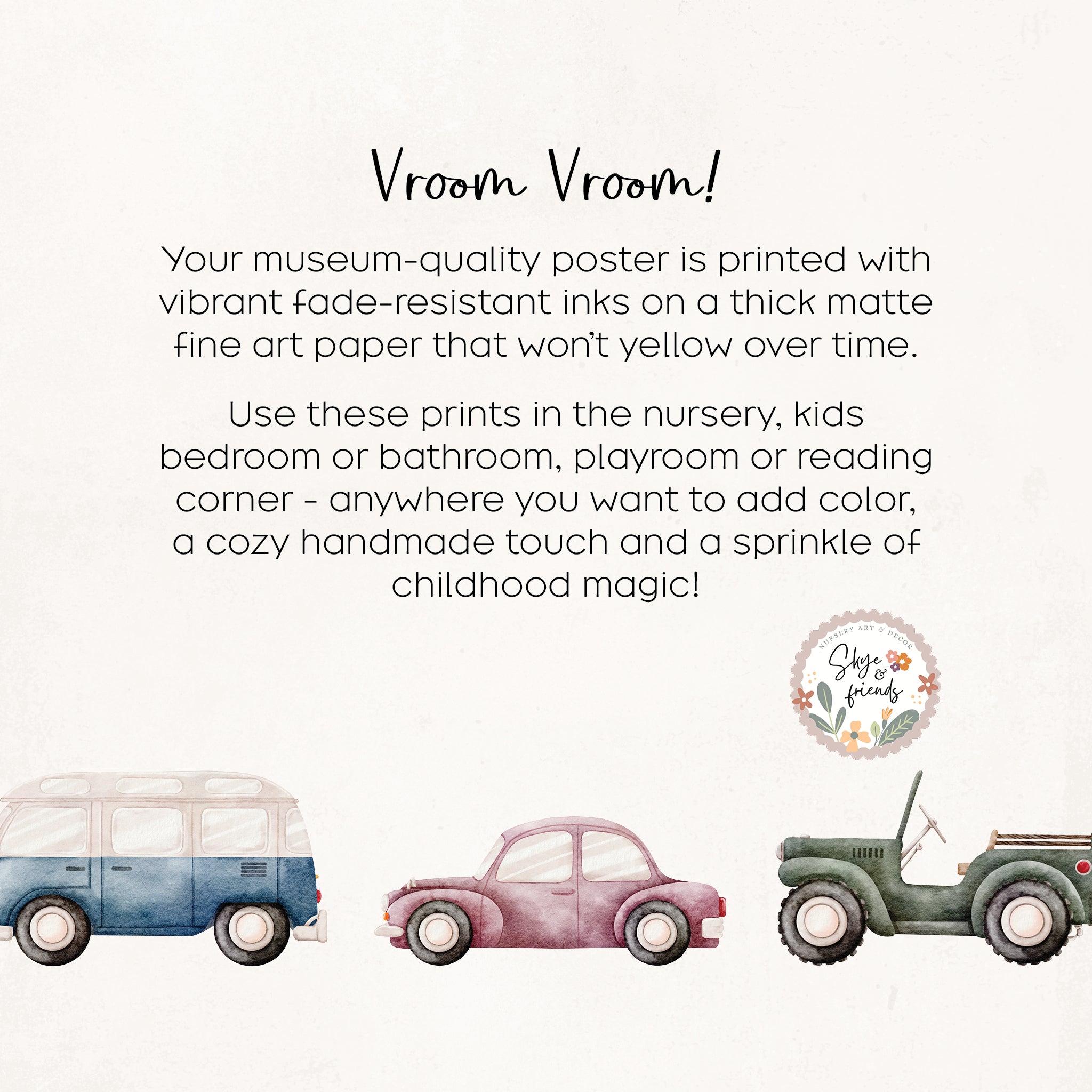 Car Themed Nursery Personalized Monogram Print | Blue/Green Cars