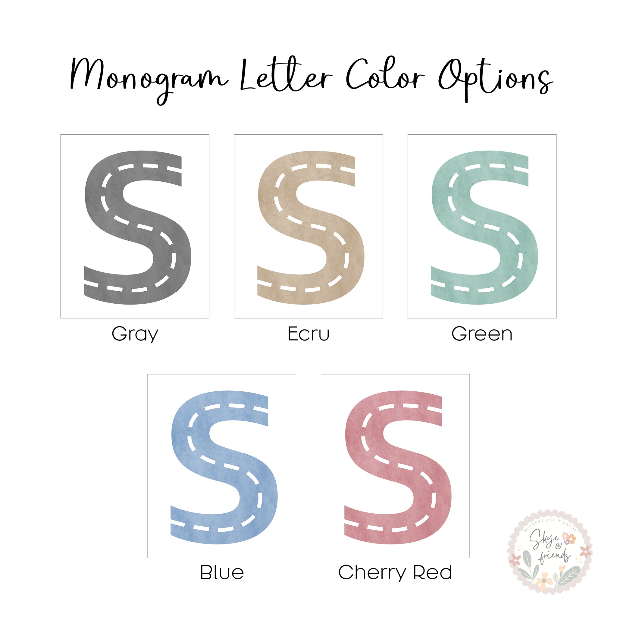 Car Themed Nursery Personalized Monogram Print | Blue/Green Cars