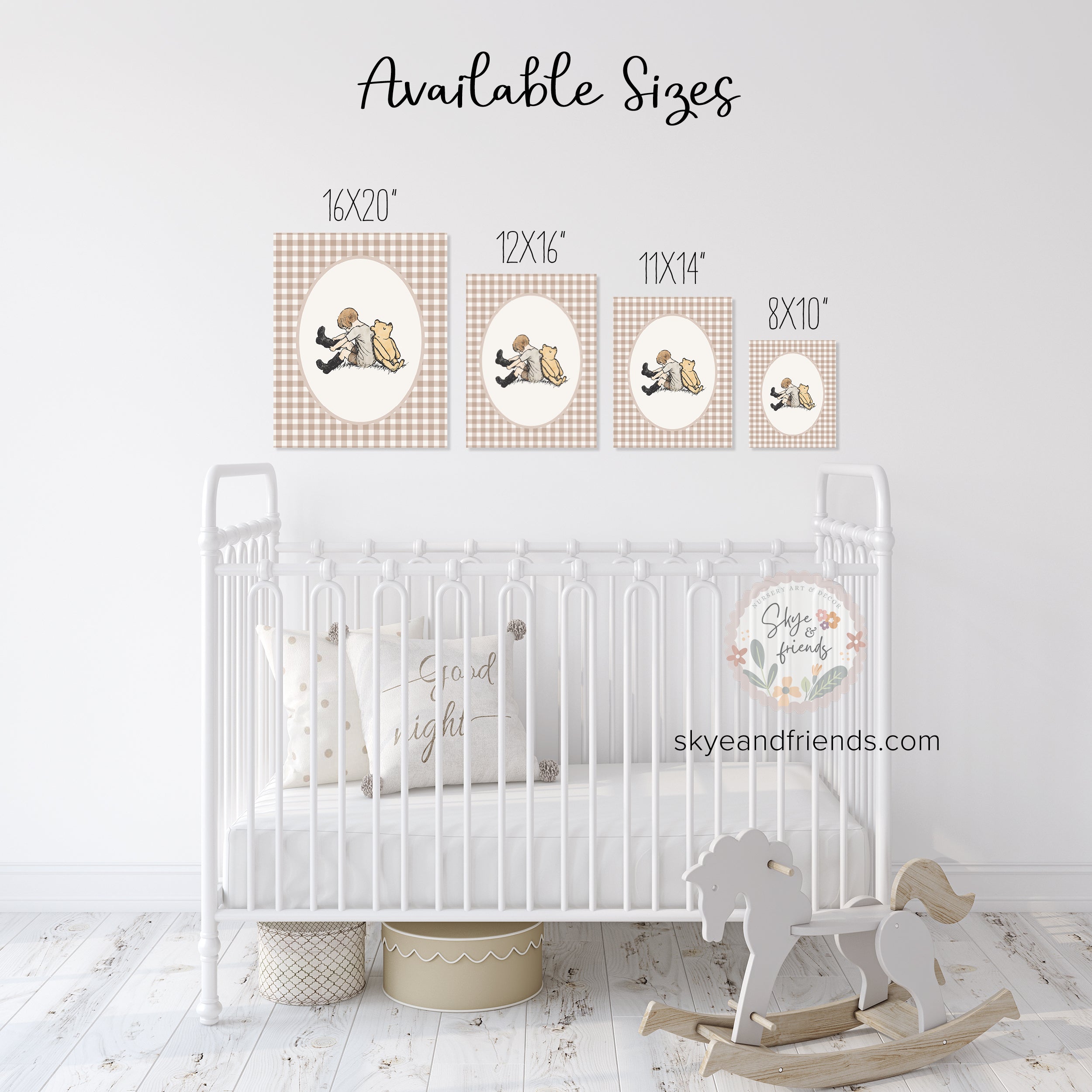 Classic Winnie-the-Pooh Nursery Print in Sage Green and Other Neutral Colors - A Grand Adventure!