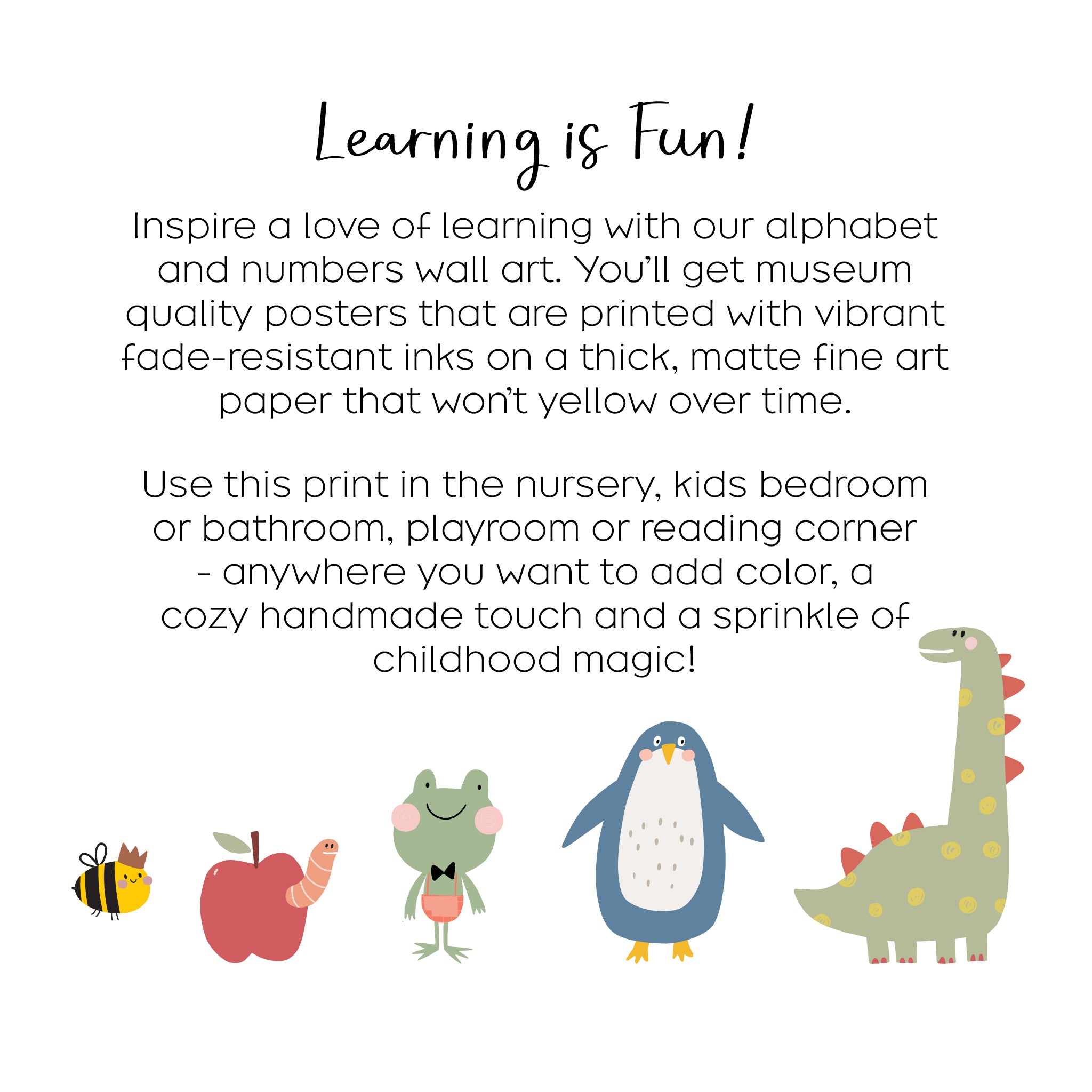 Numbers Poster with Whimsical Pastel Illustrations, Light Beige Background