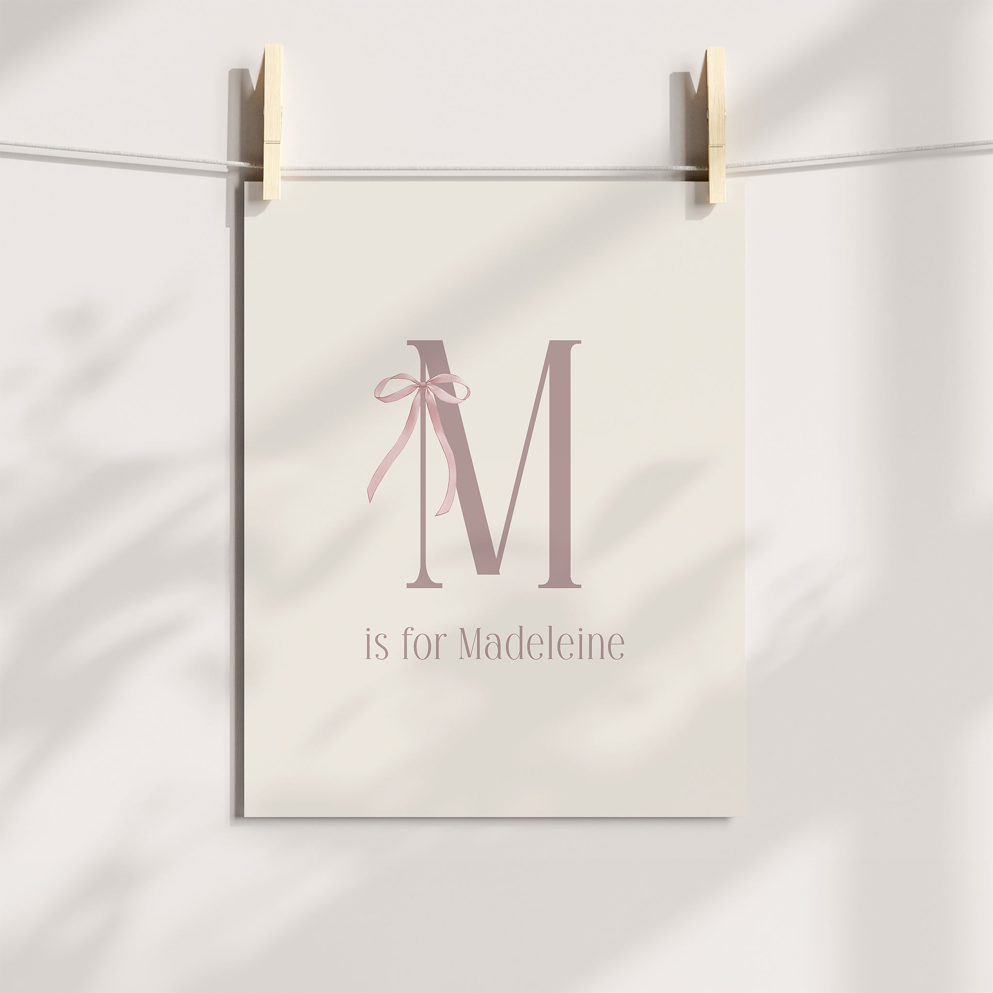 Coquette Nursery Personalized Letter Print with Pink Bow