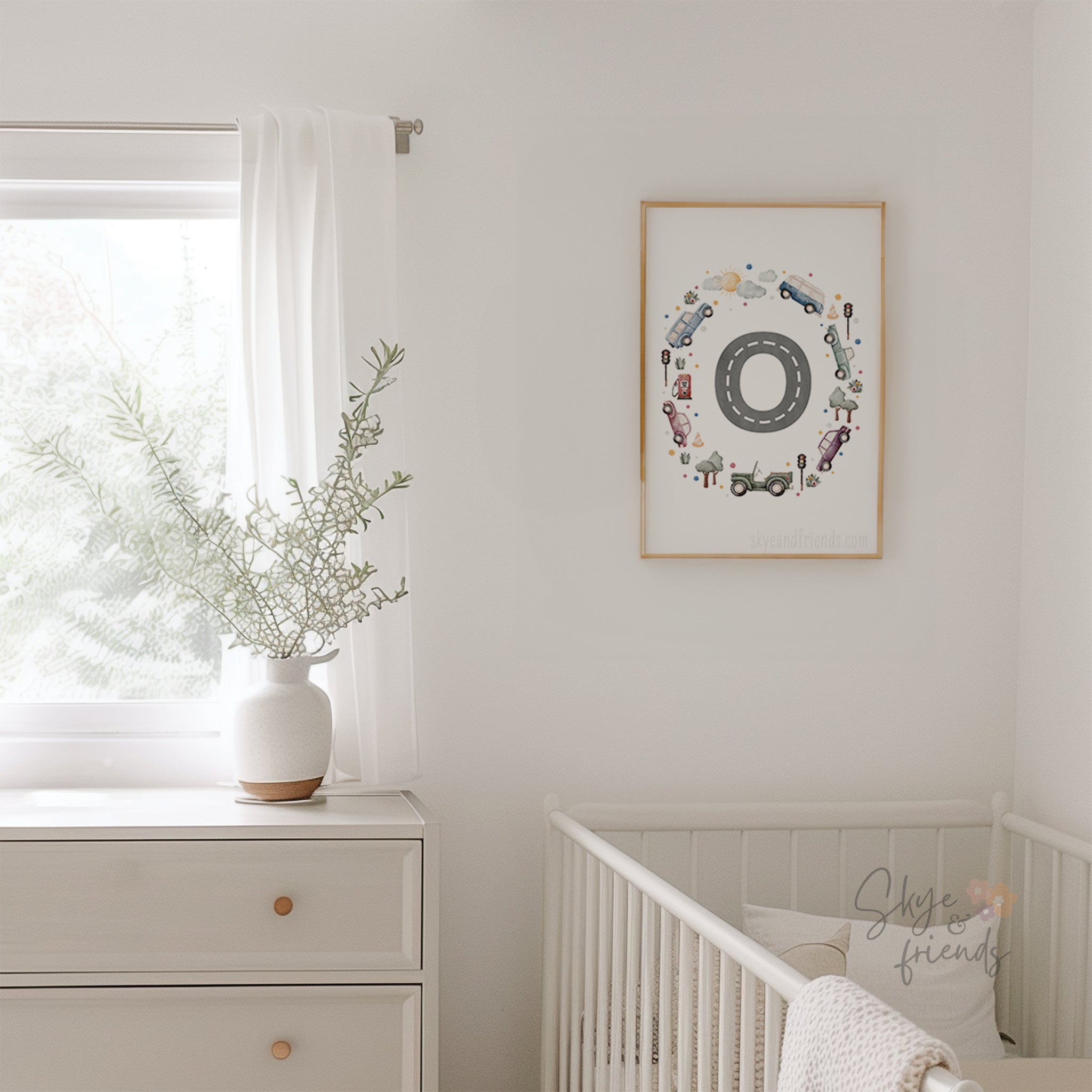 Car Themed Nursery Personalized Monogram Print | Multi-Color Cars