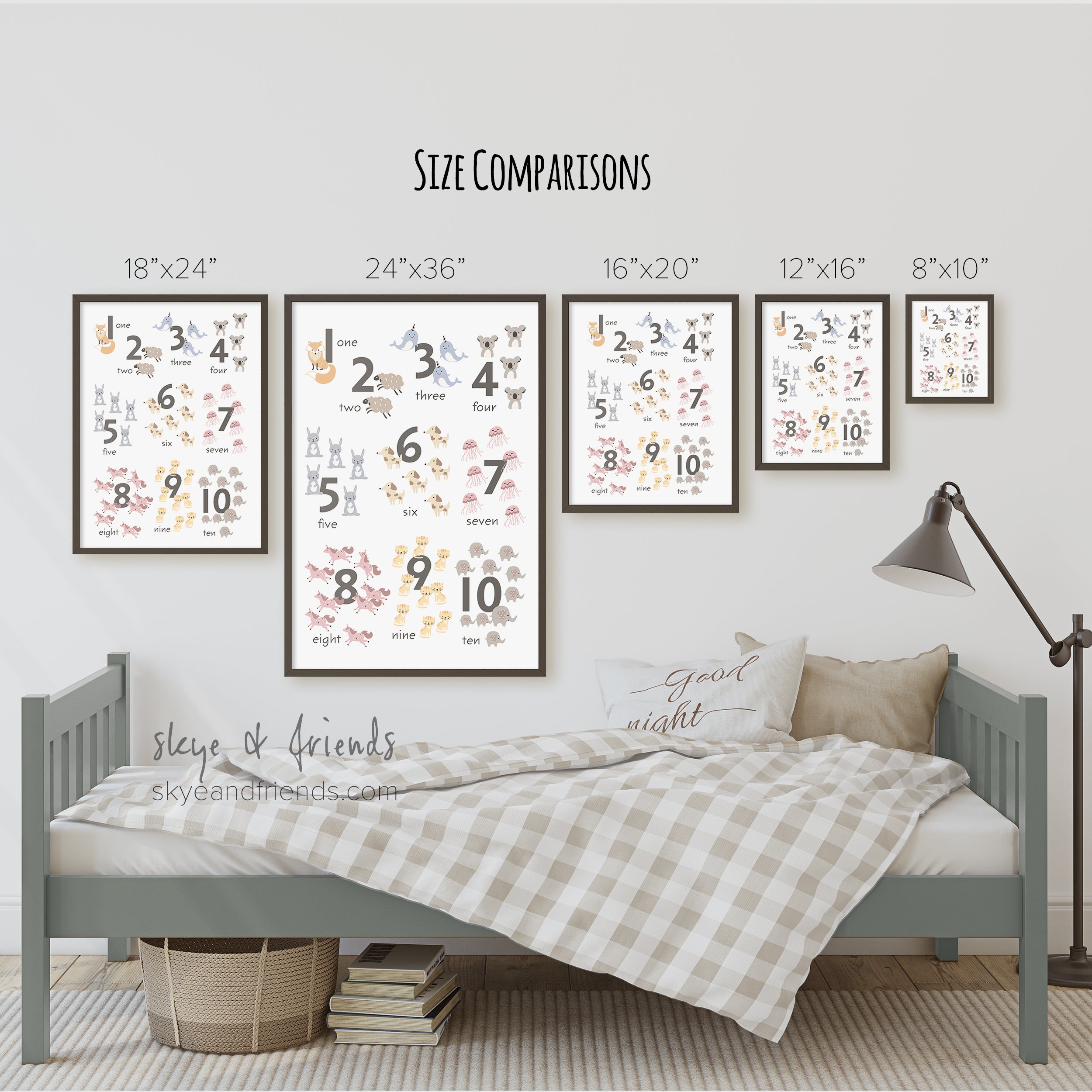 Cute Animal Numbers Poster, 1-10