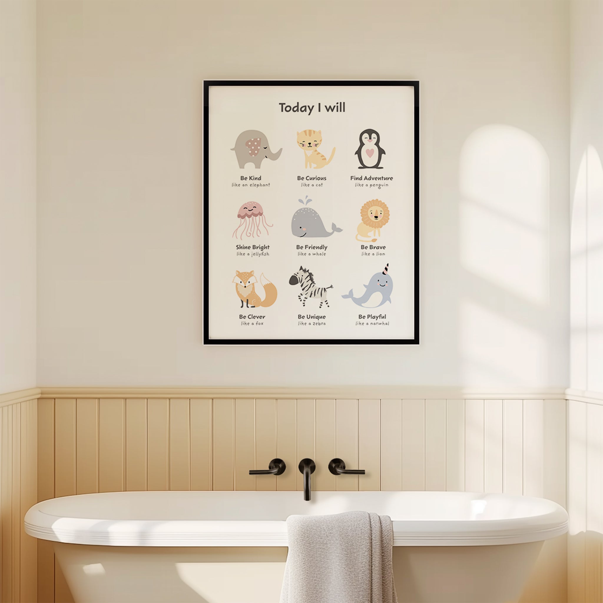 Cute Animals Positive Affirmations Nursery Wall Art