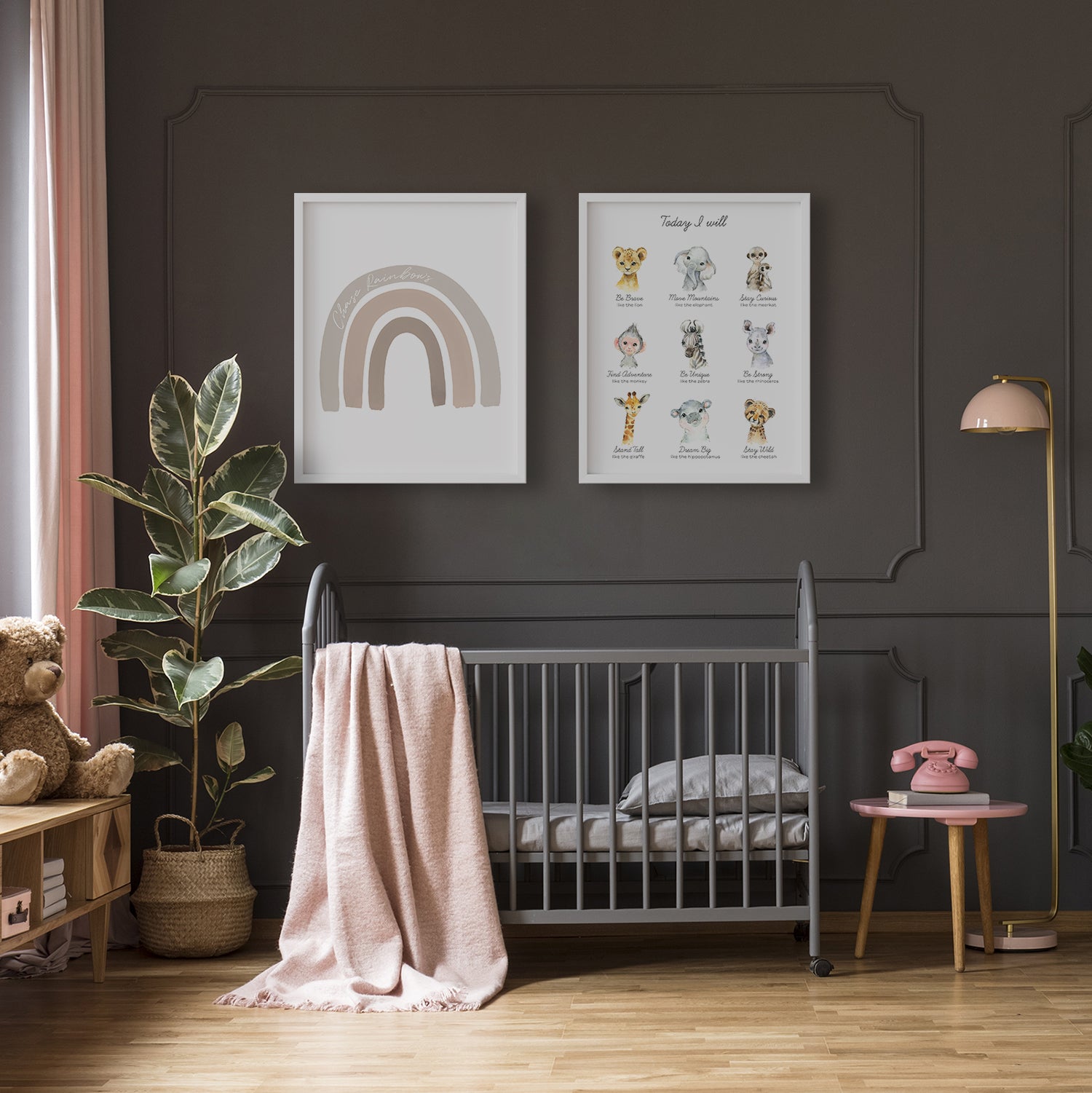 Kids Positive Affirmations Print with Safari Animals