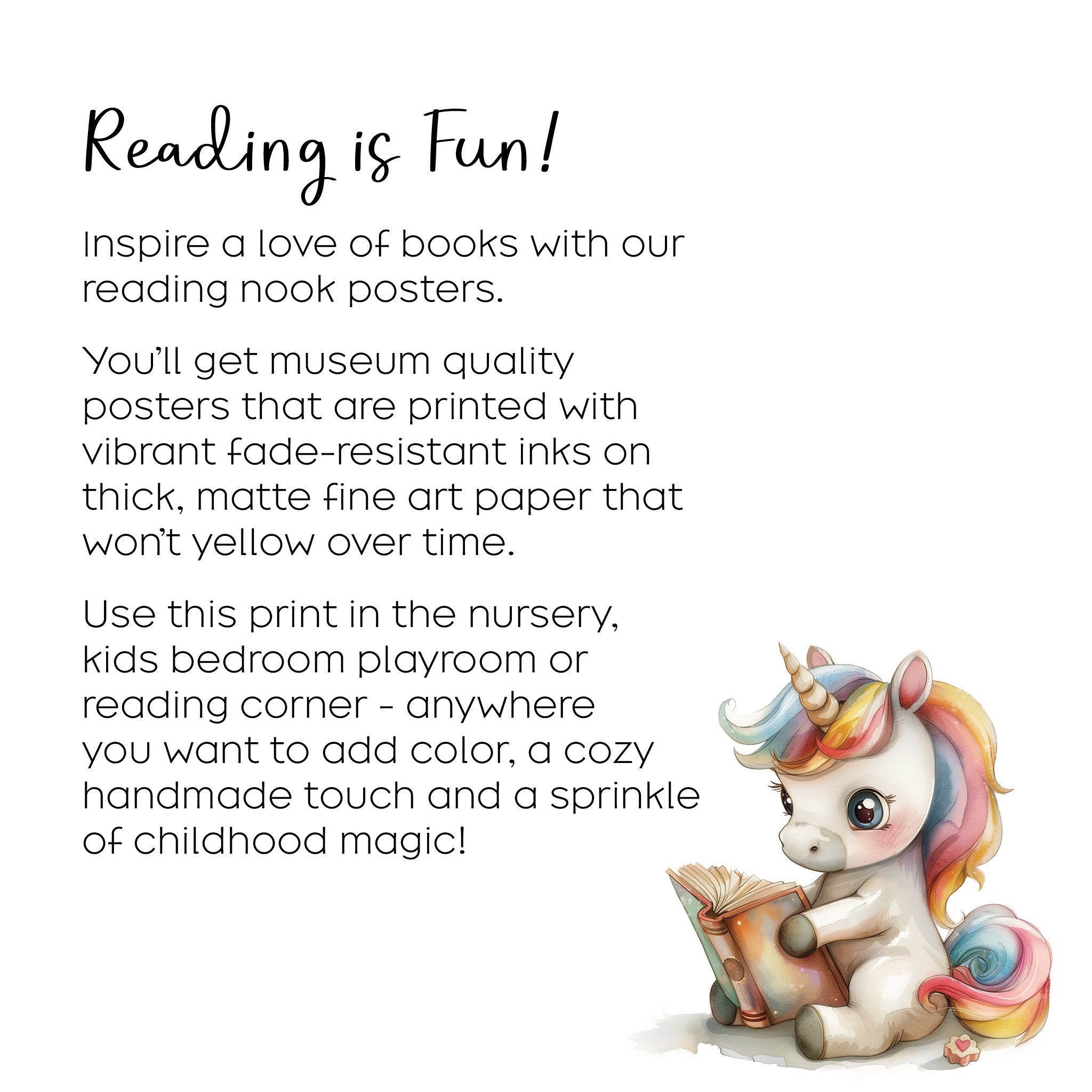 Personalizable Unicorn Wall Art for Book Corner