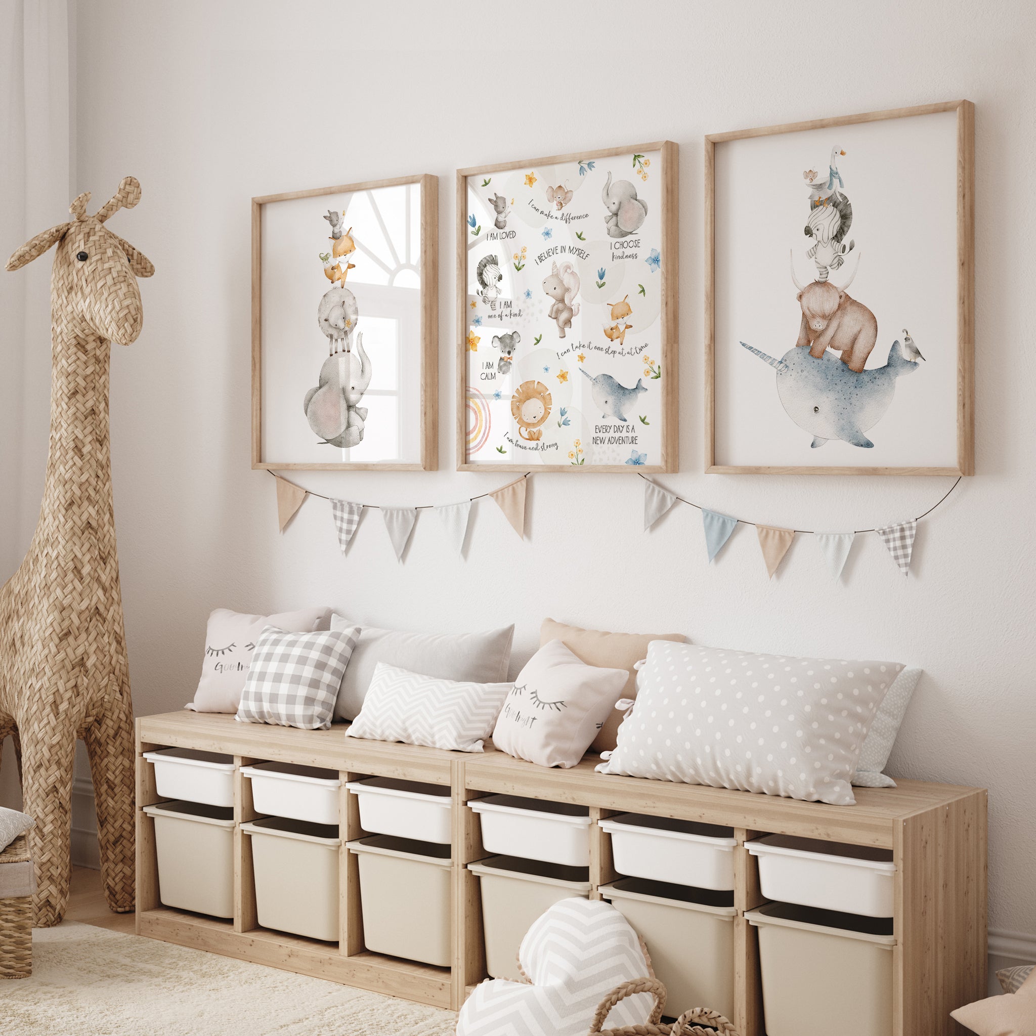 Unicorn & Animal Friends Positive Affirmations Poster