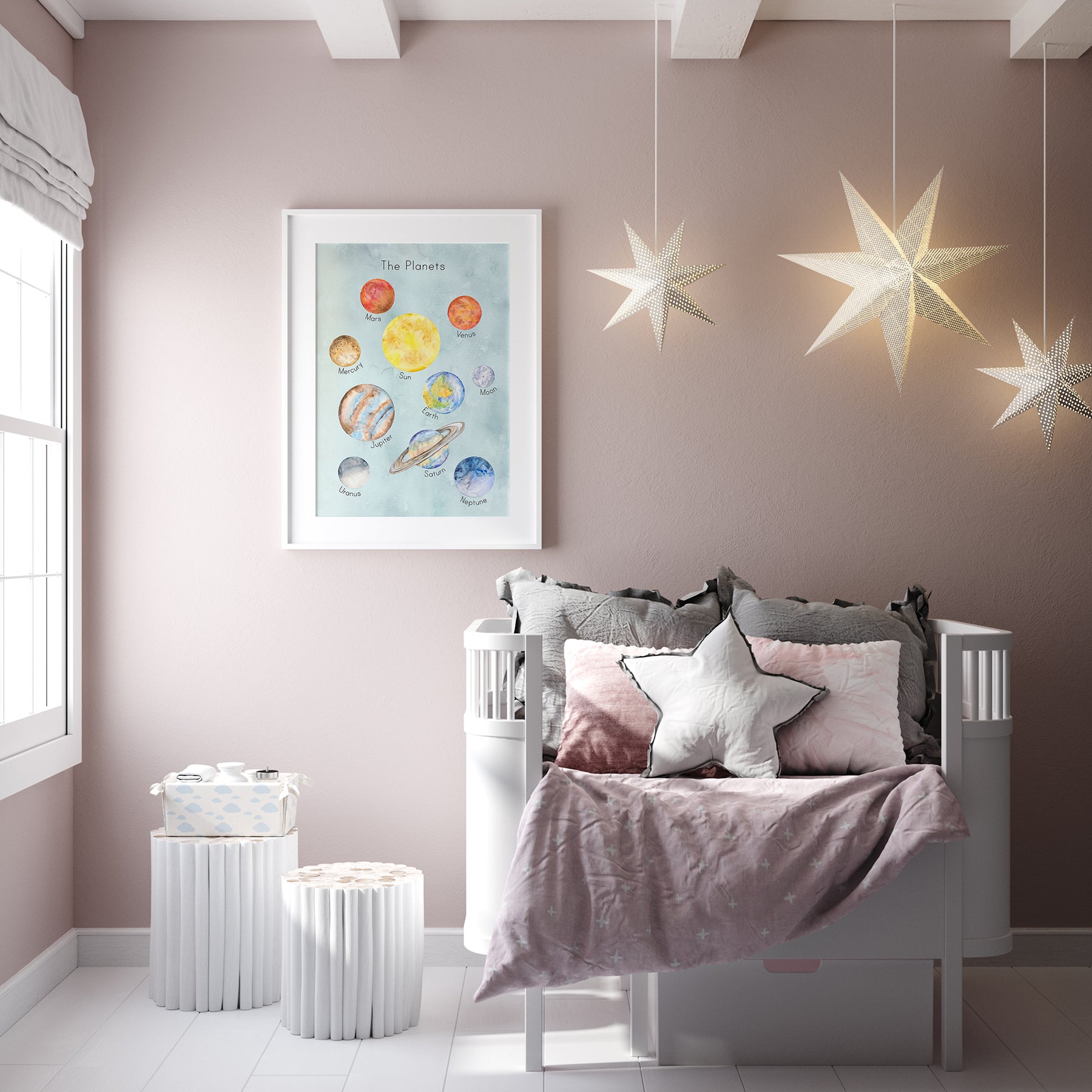 Planets Poster Print on Blue