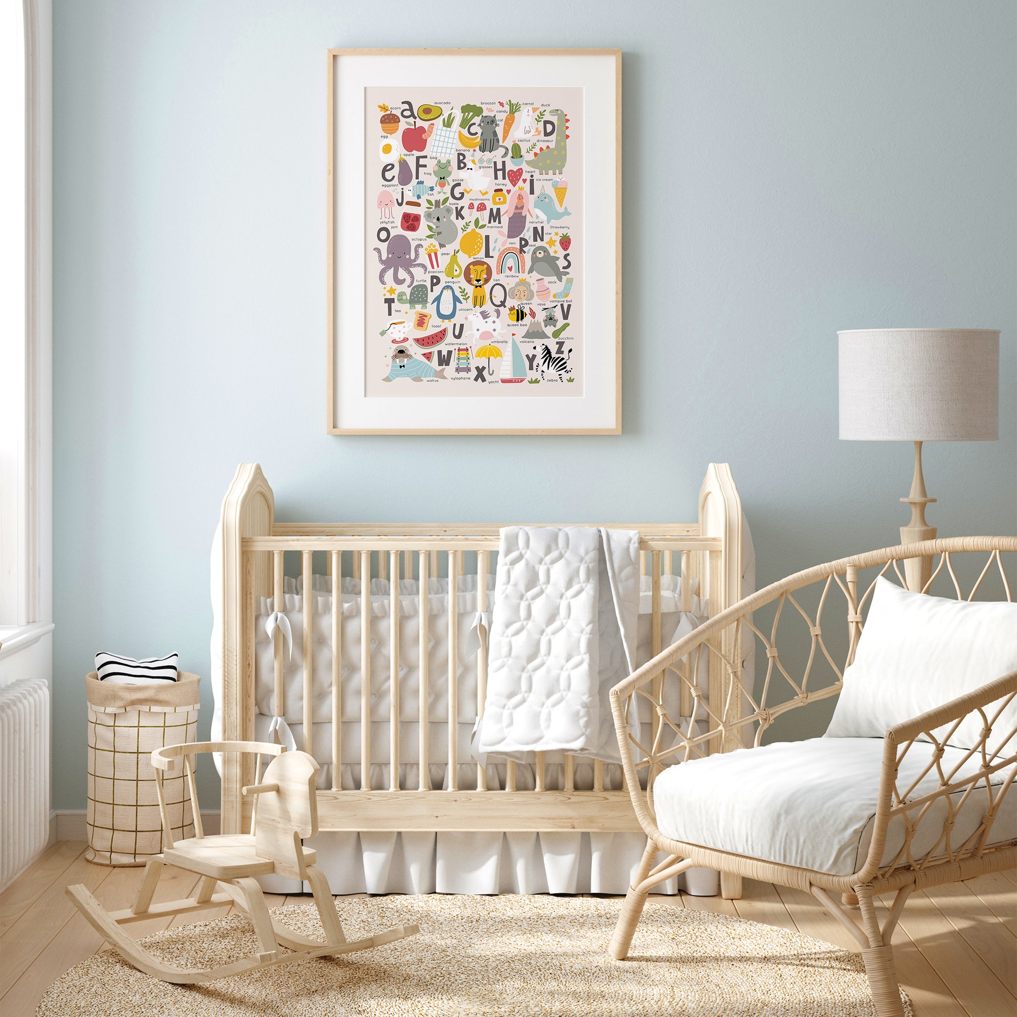 ABC Alphabet Collage Poster with Light Beige Background