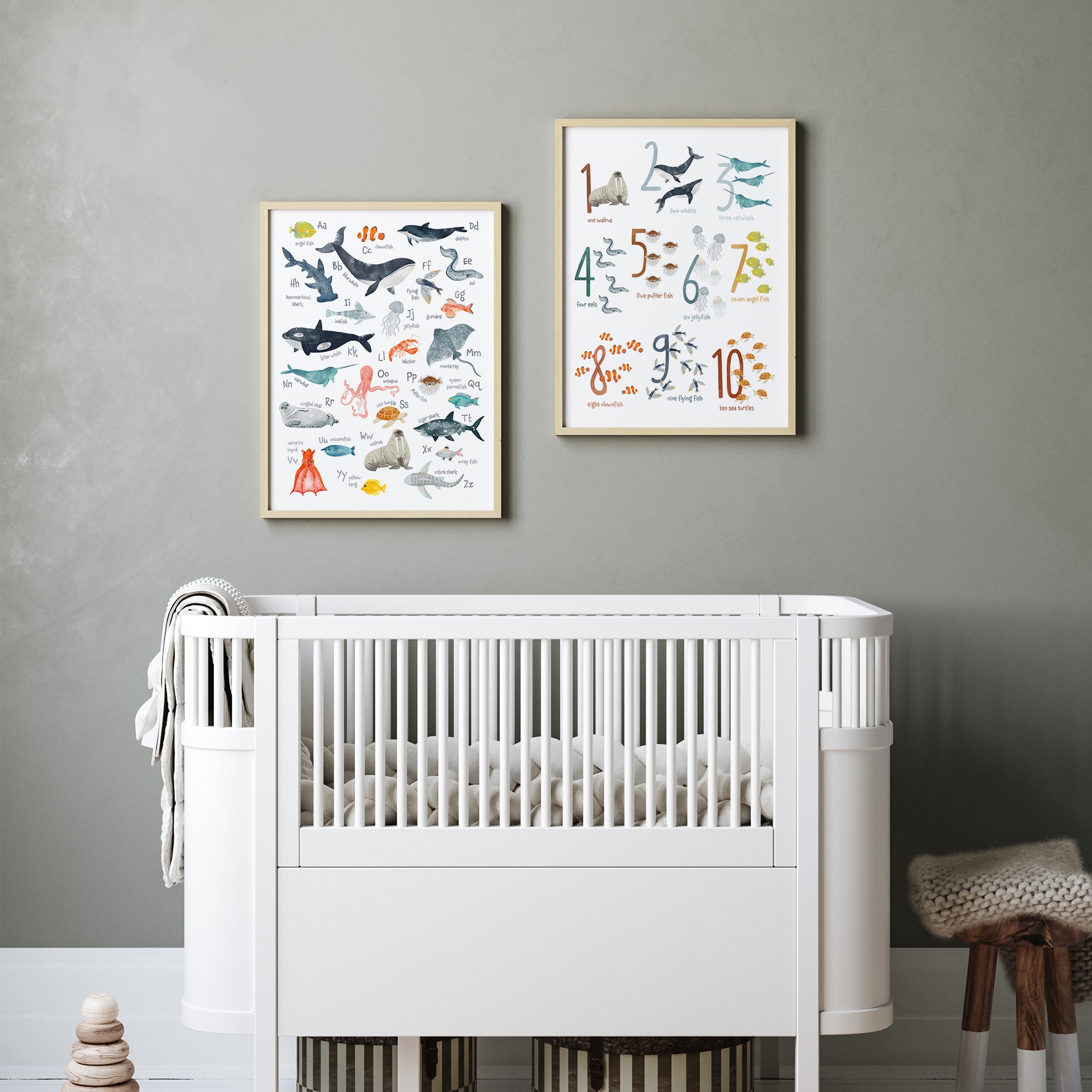 Ocean Animals Nursery Prints Bundle Set