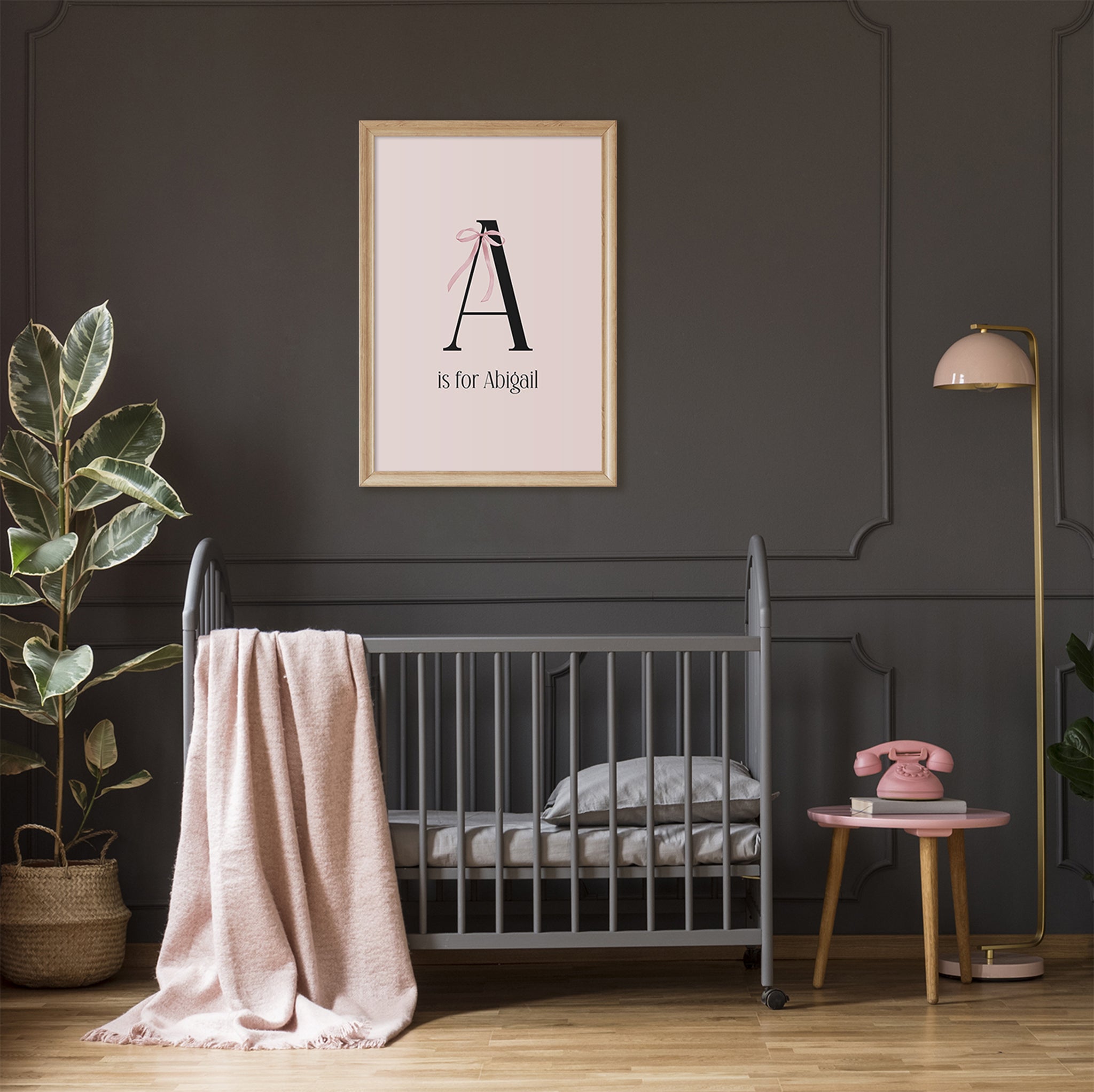 Coquette Nursery Personalized Letter Print with Pink Bow