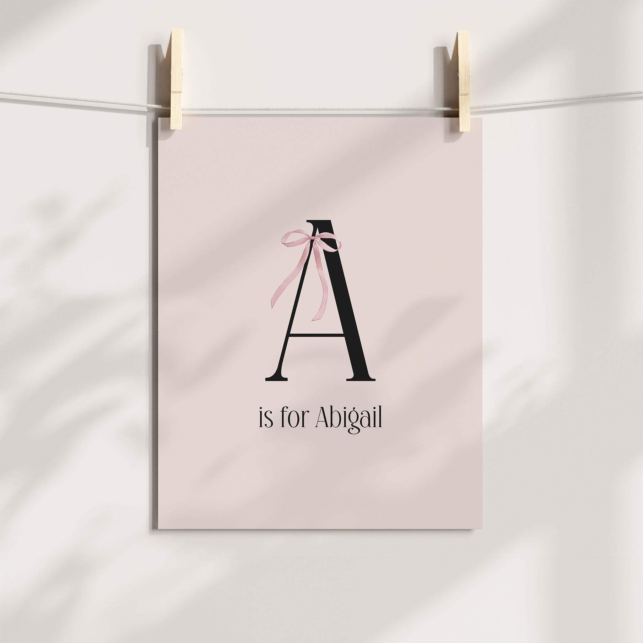 Coquette Nursery Personalized Letter Print with Pink Bow