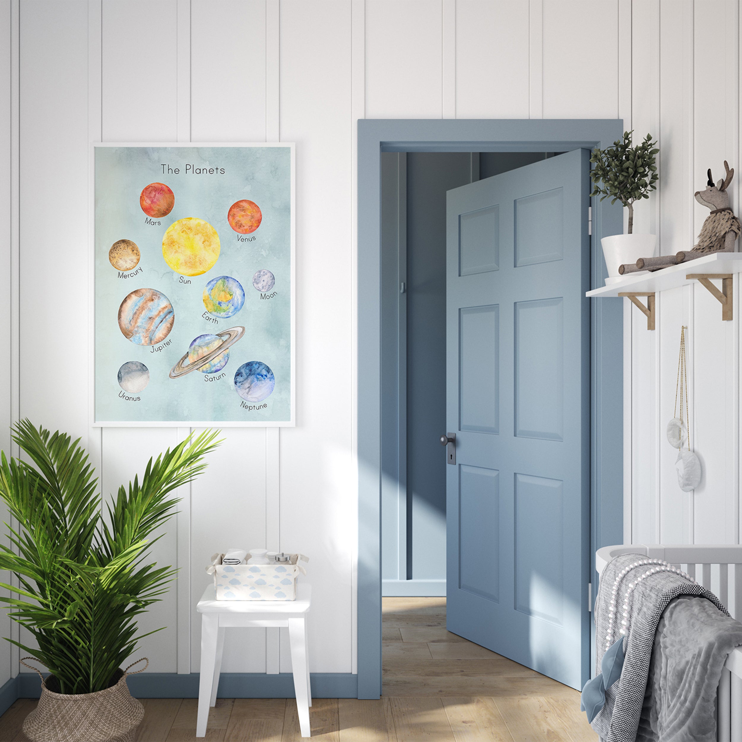 Planets Poster Print on Blue