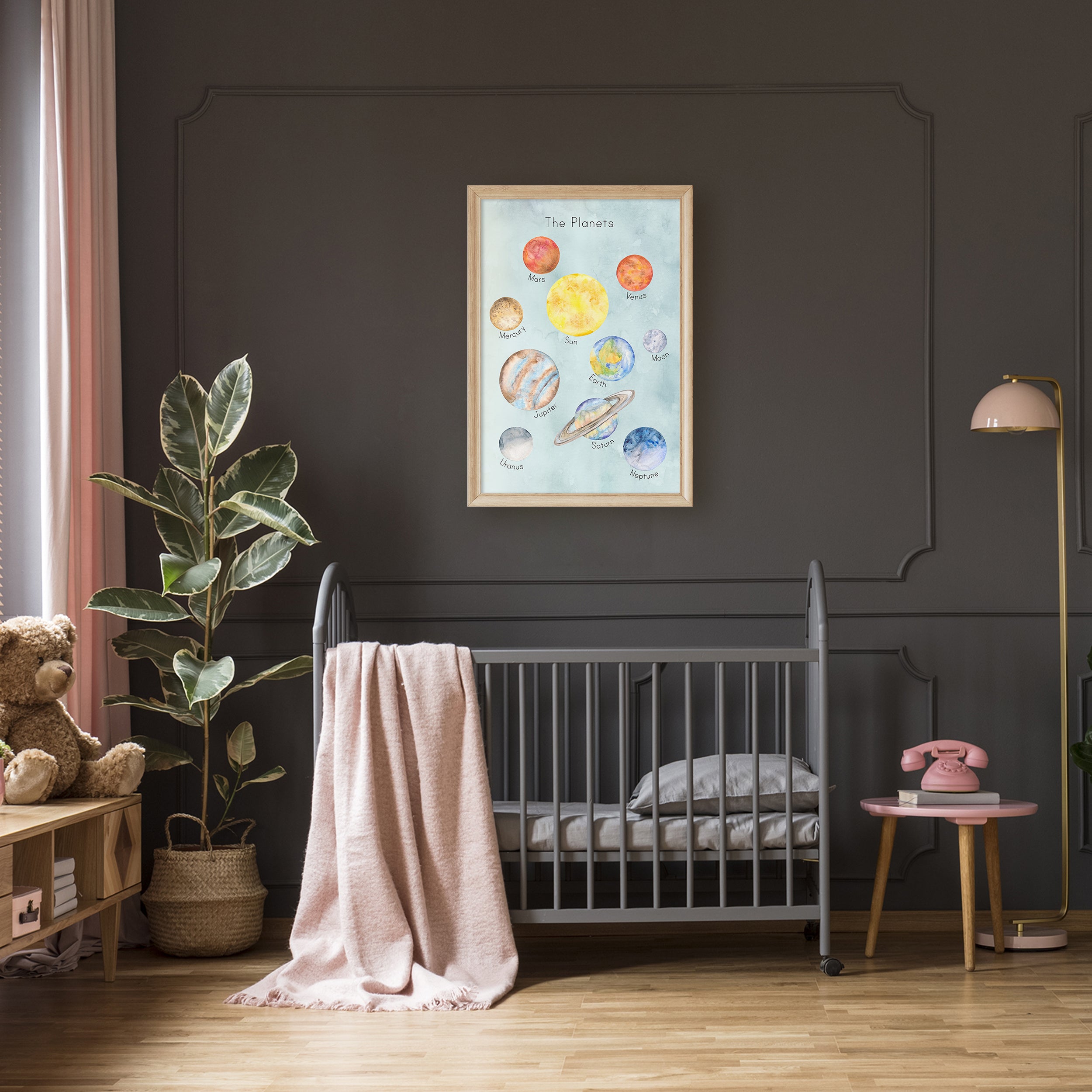 Planets Poster Print on Blue