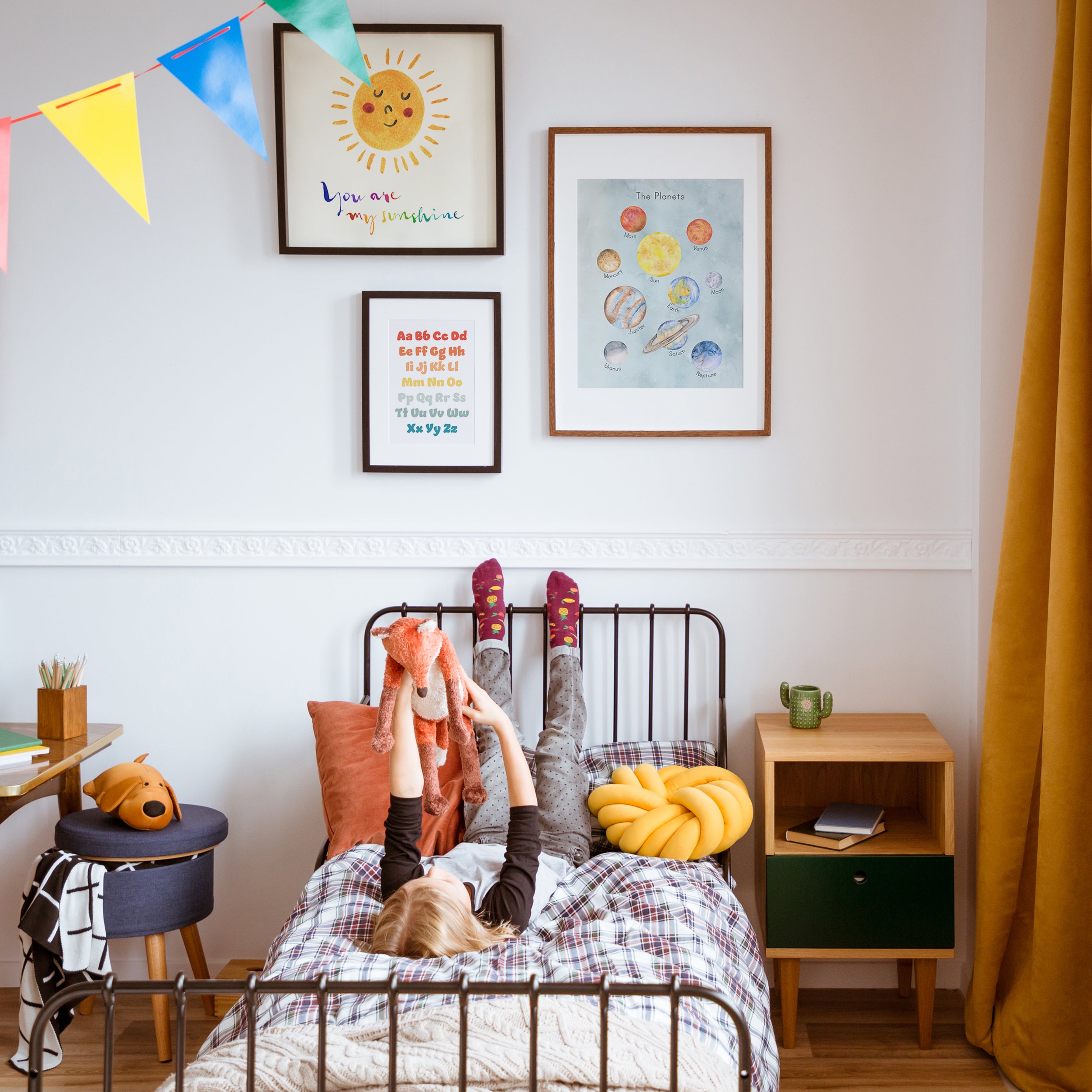 Planets Poster Print on Blue