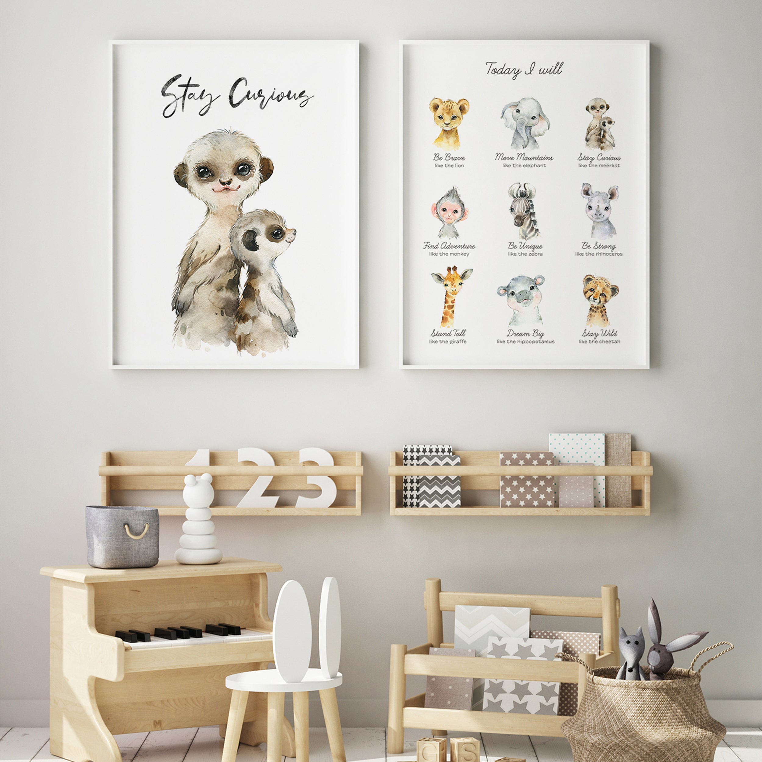 Kids Positive Affirmations Print with Safari Animals