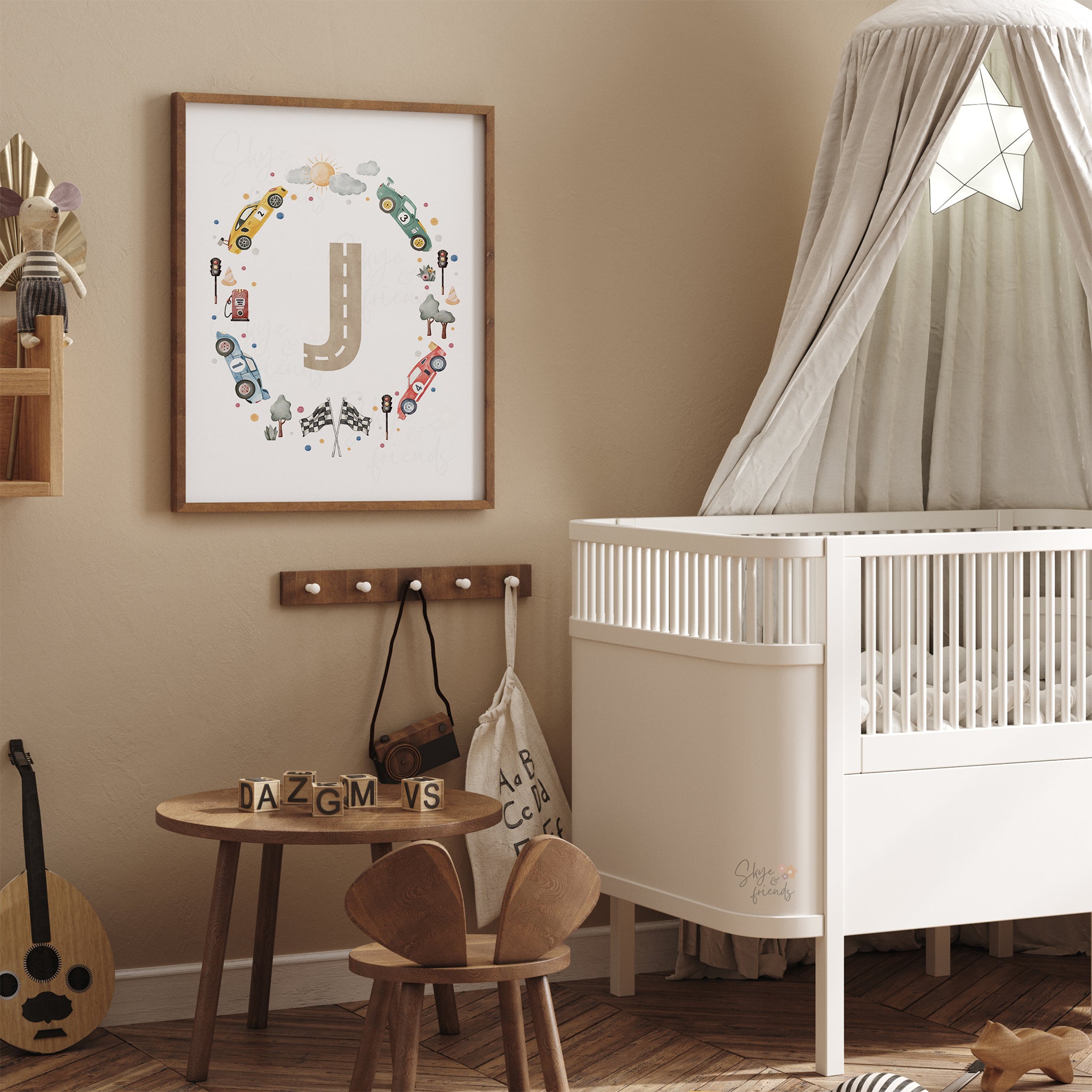 Race Cars Nursery Monogram Print