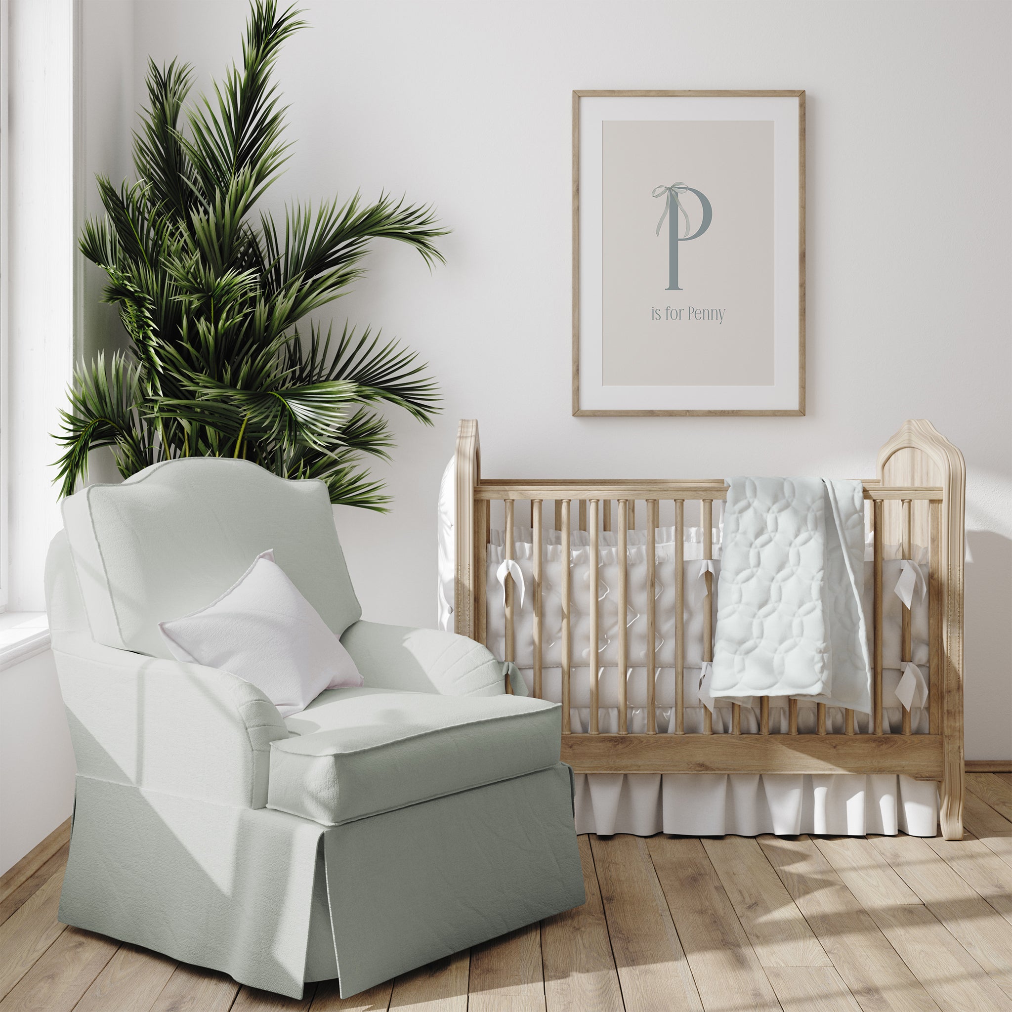 Coquette Nursery Personalized Letter Print with Pink Bow