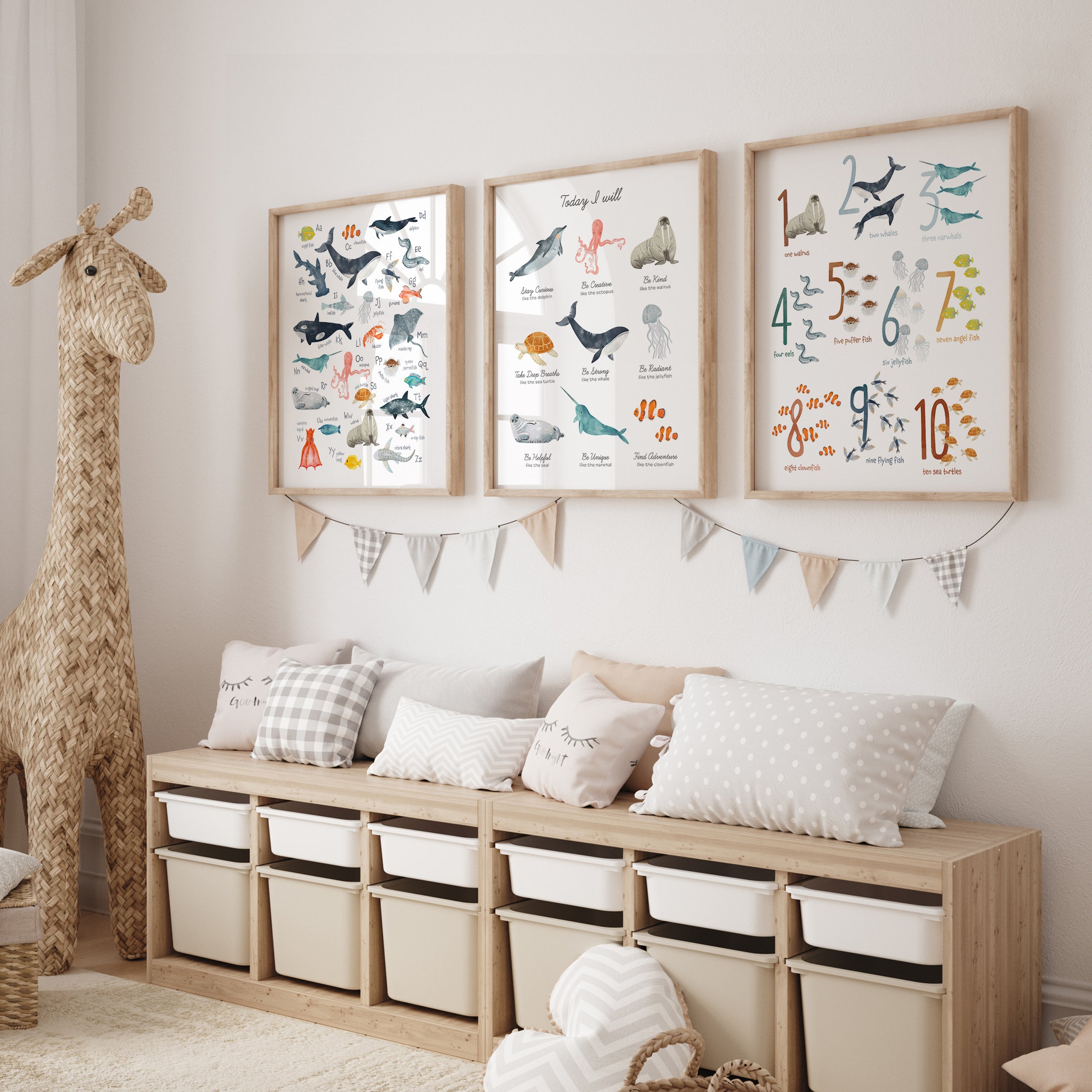 Positive Affirmations Poster with Sea Animals