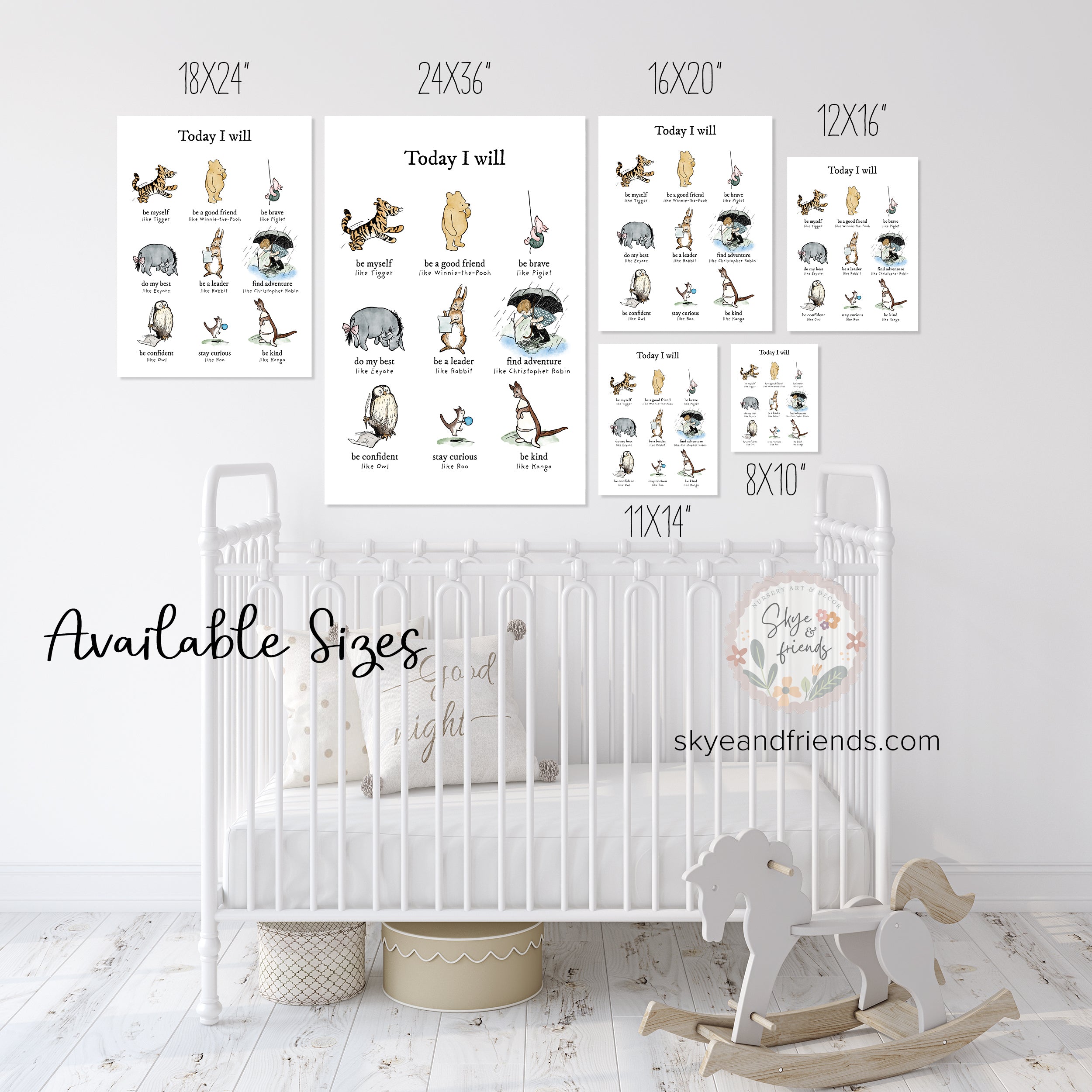 Winnie-the-Pooh Positive Affirmations Nursery Wall Art