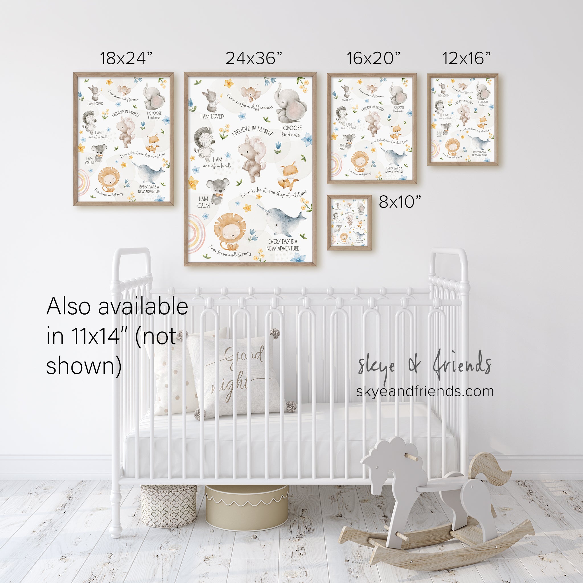 Unicorn & Animal Friends Positive Affirmations Poster