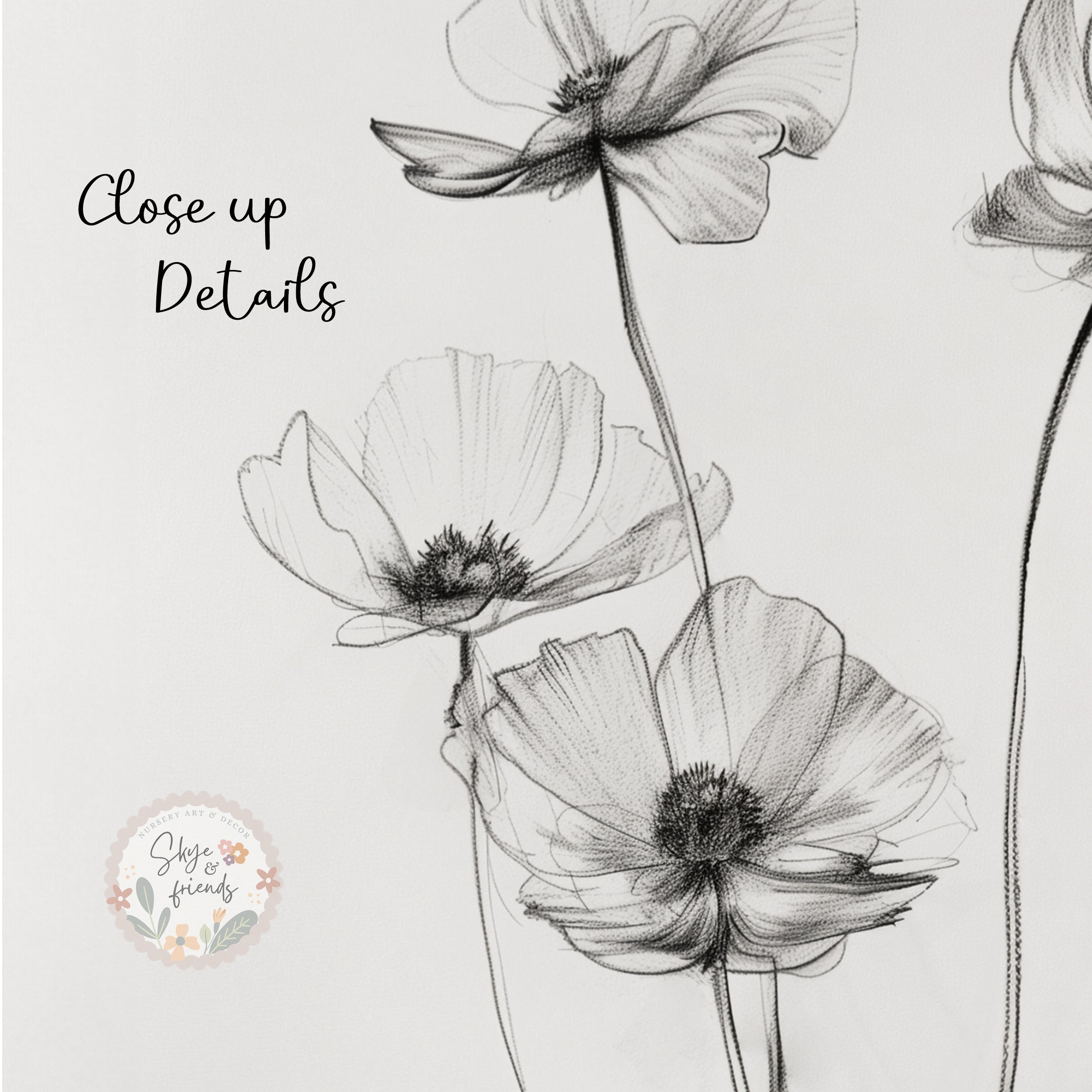 Wildflower Sketches, Botanical Nursery Wall Art