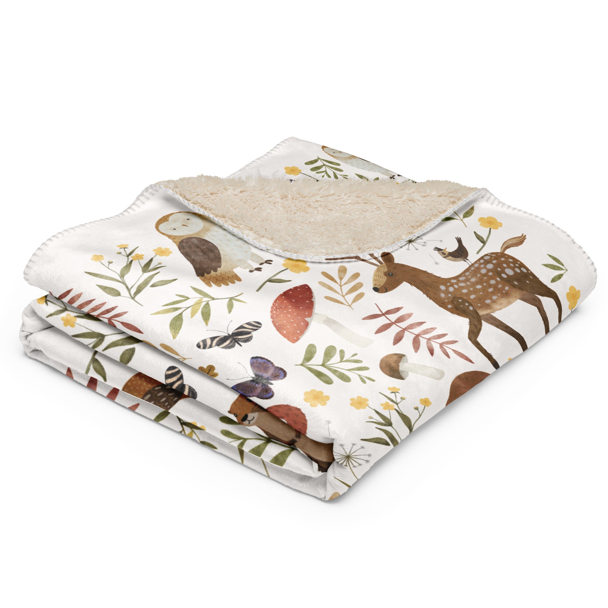 Forest Animals Blanket, Woodland Theme Baby Gift | Sherpa