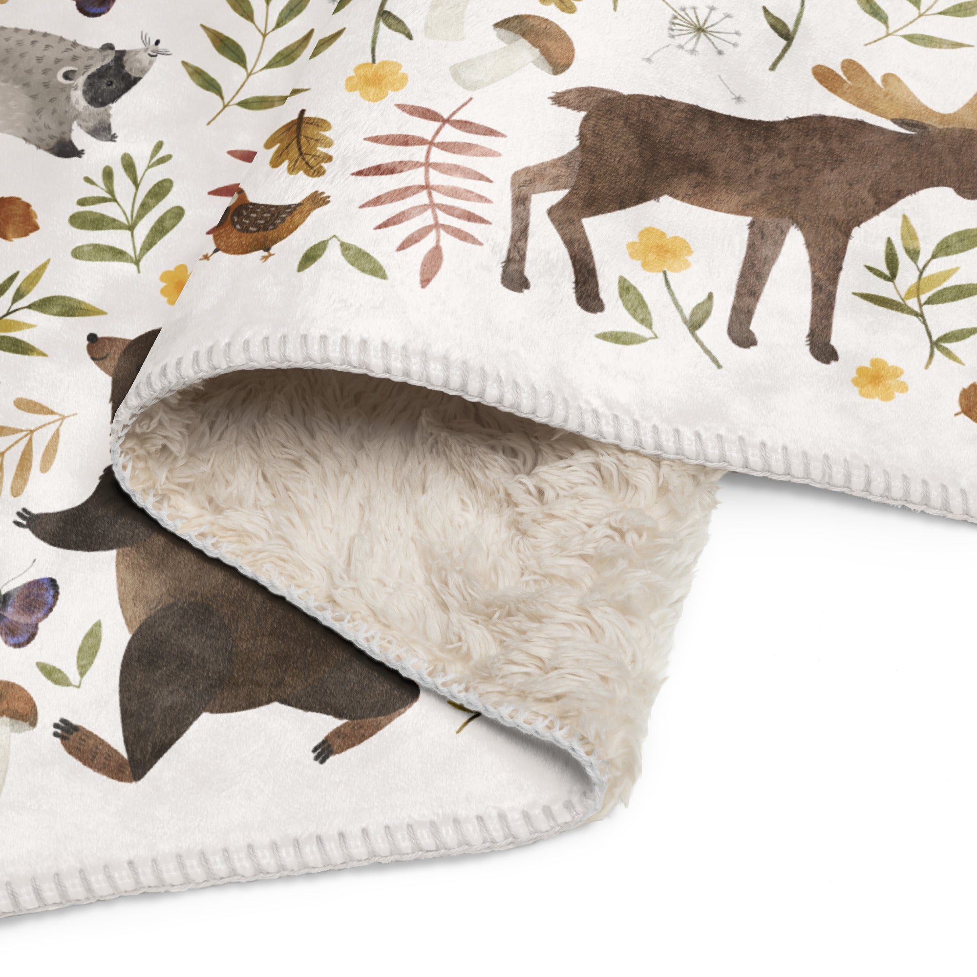 Forest Animals Blanket, Woodland Theme Baby Gift | Sherpa