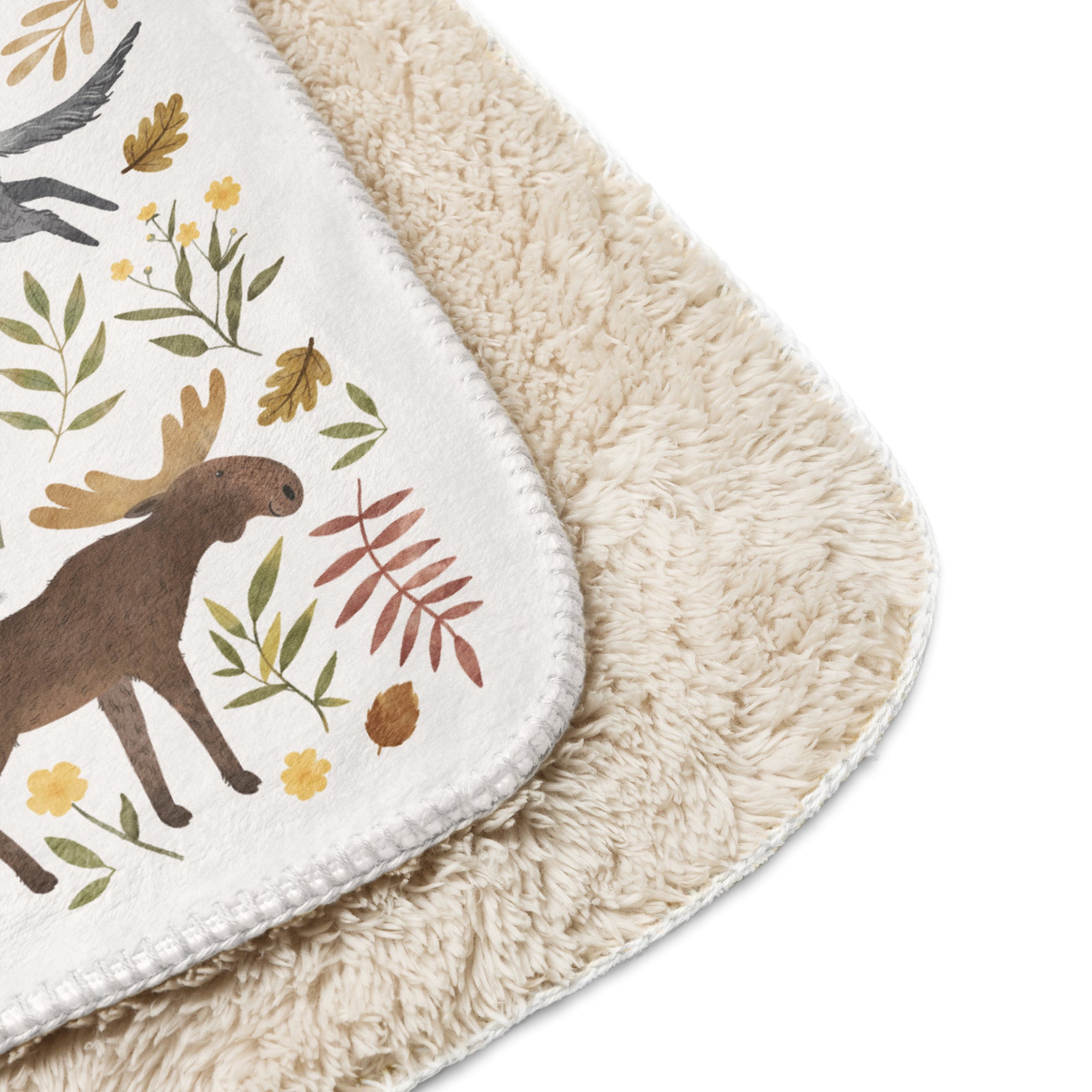 Forest Animals Blanket, Woodland Theme Baby Gift | Sherpa