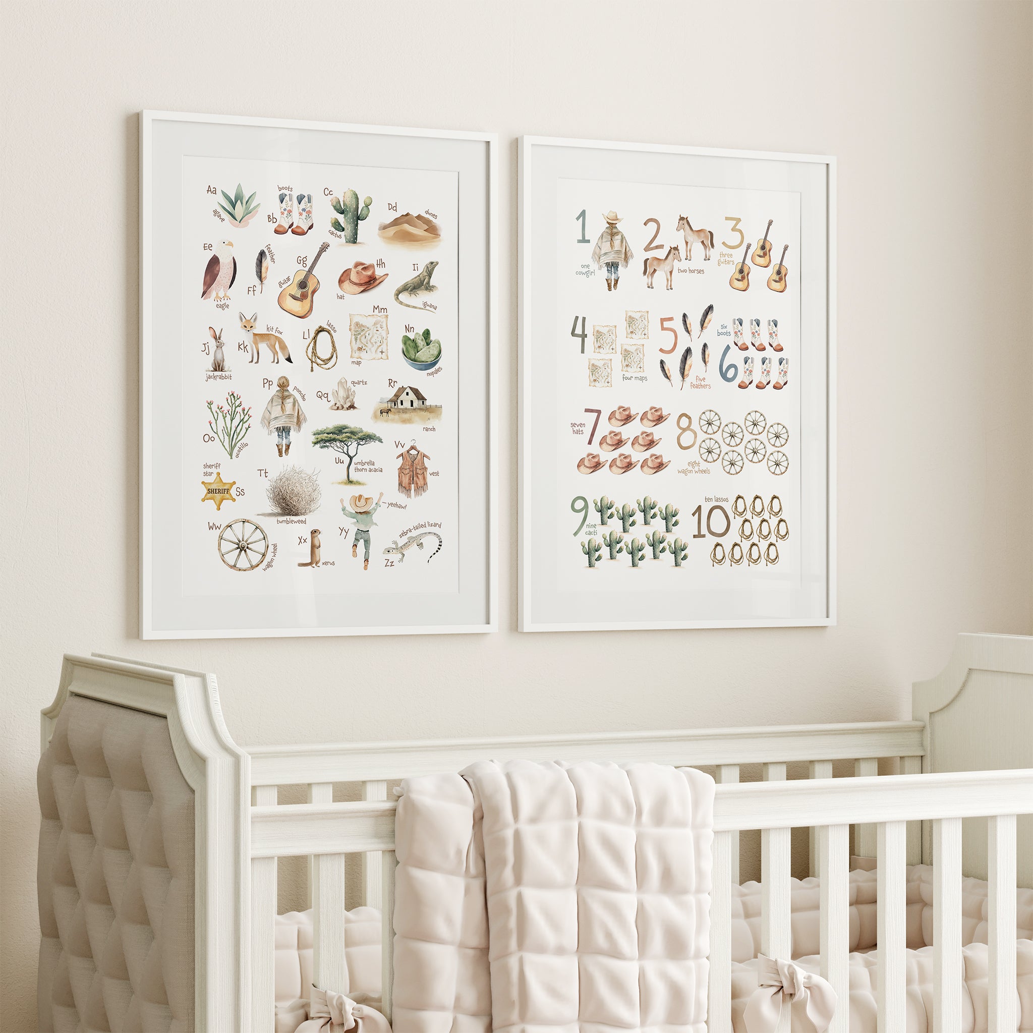 Cowgirl Numbers Wall Art for Western Themed Nursery