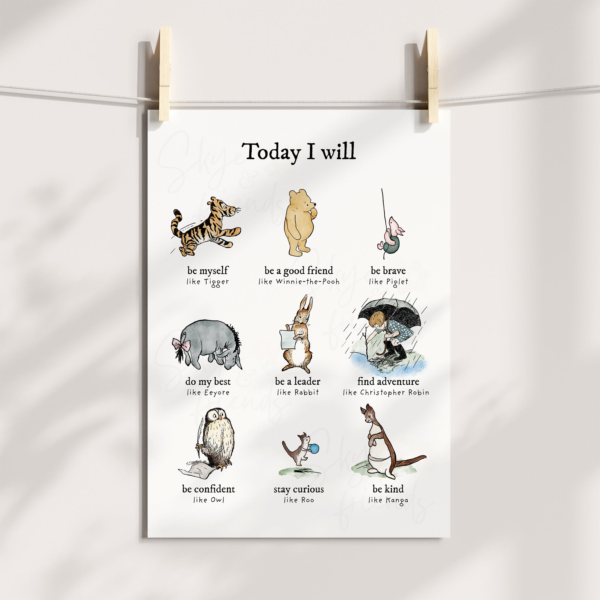 Winnie-the-Pooh Positive Affirmations Nursery Wall Art