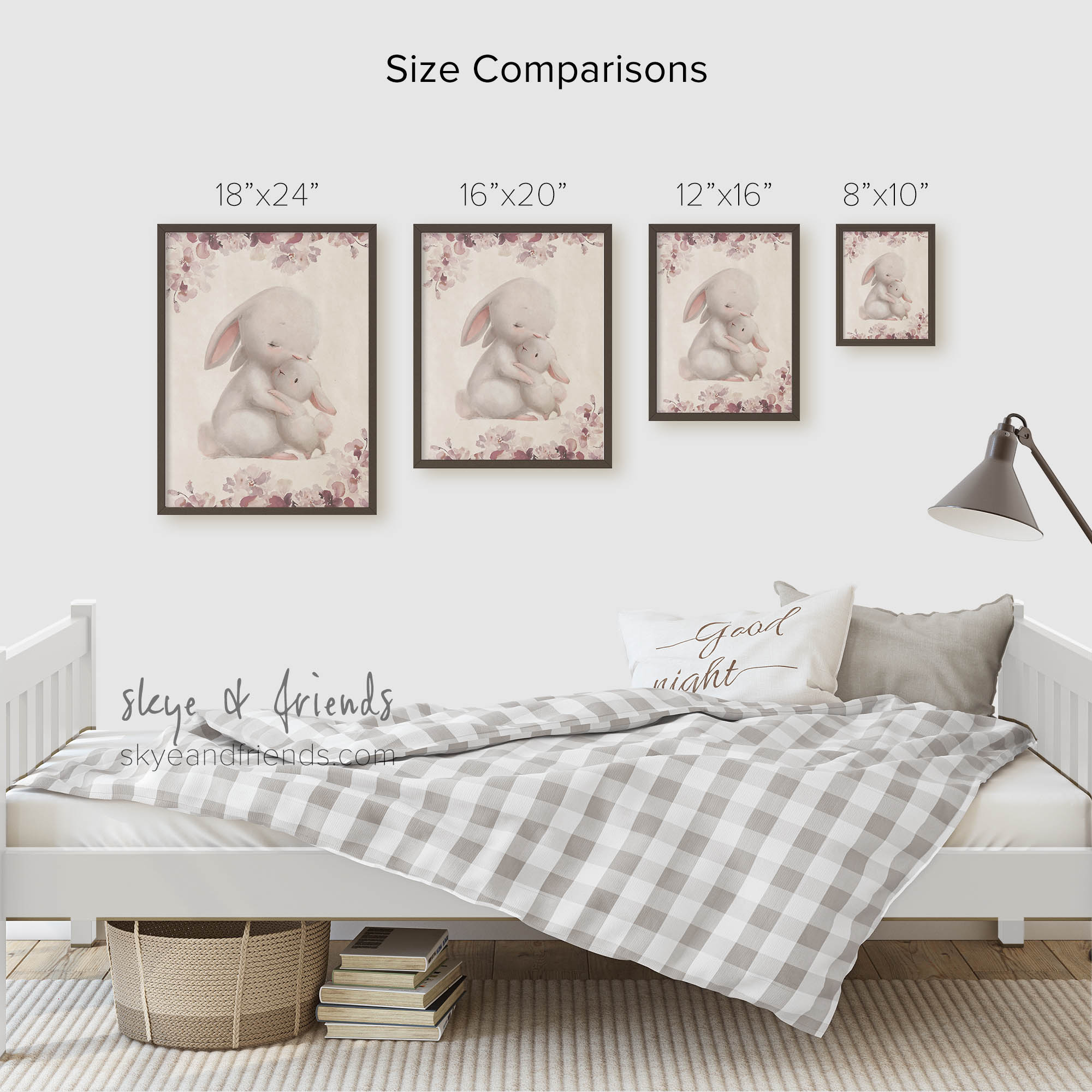 Mommy Baby Bunny Personalized Poster on Vintage Background