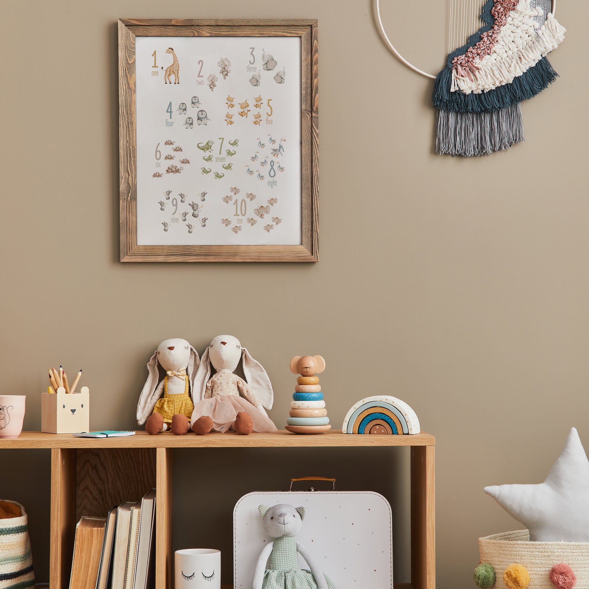 Watercolor Animals Numbers Poster