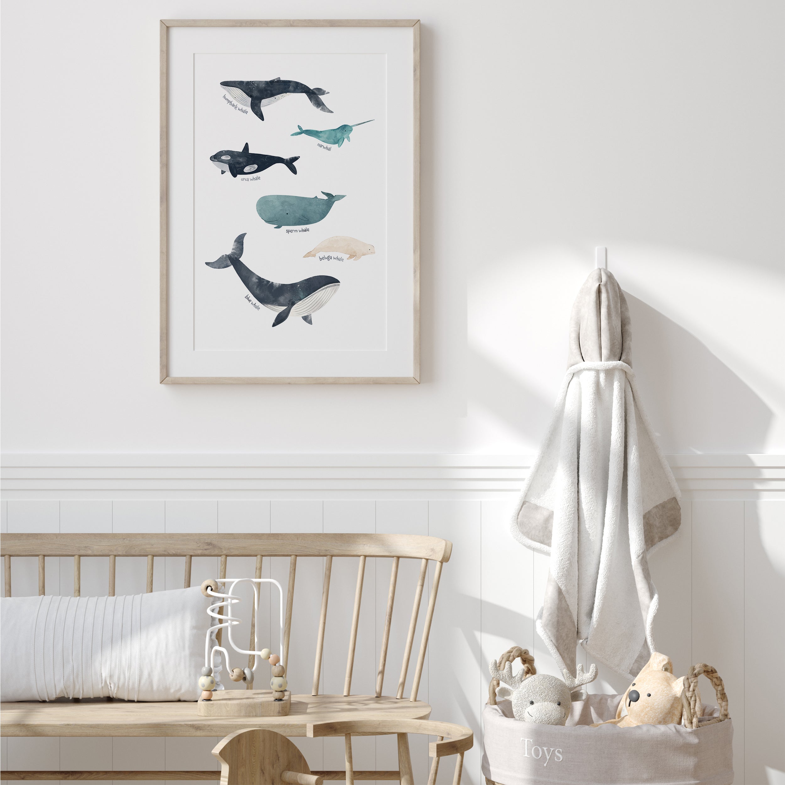 Whales Poster for Nursery and Kids Room