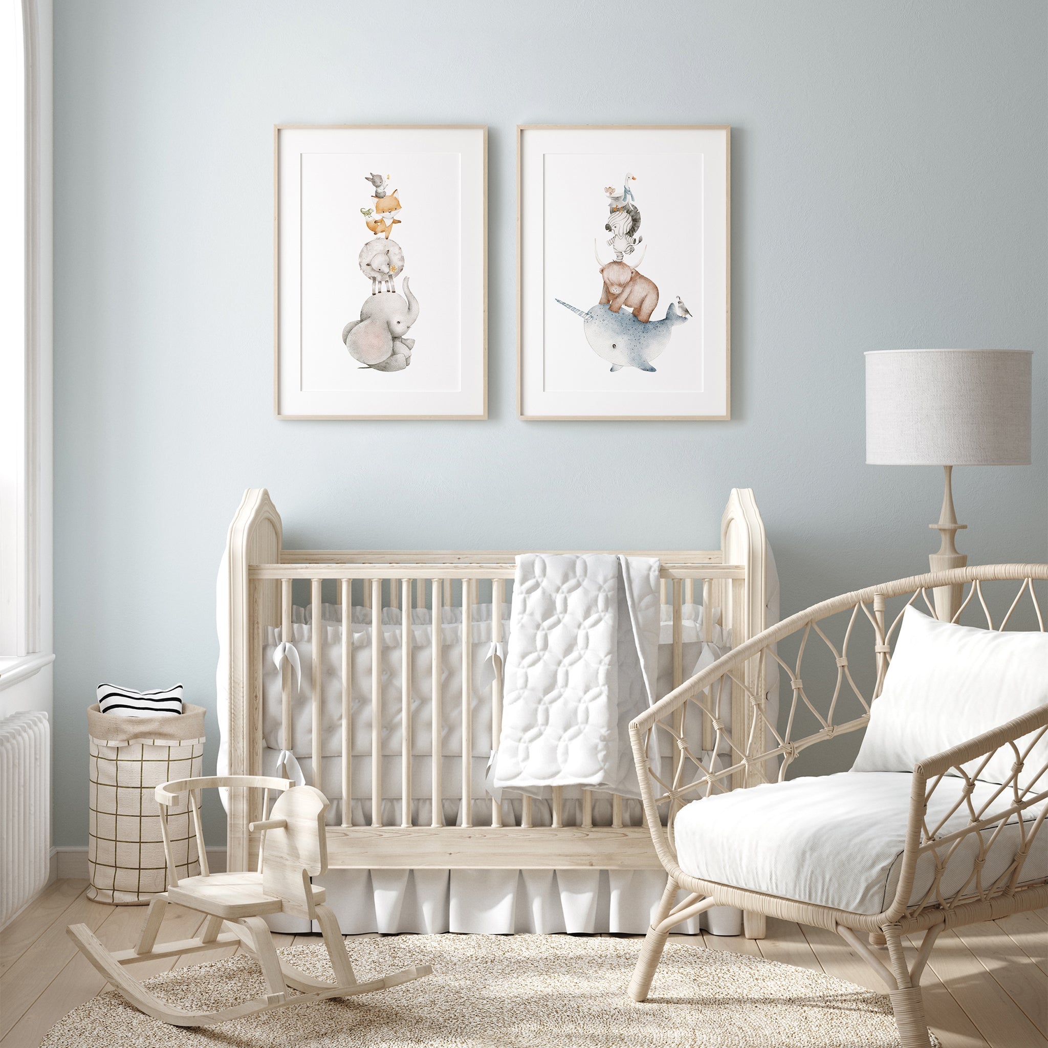 Whimsical Stacking Safari Animals Print - Narwhal