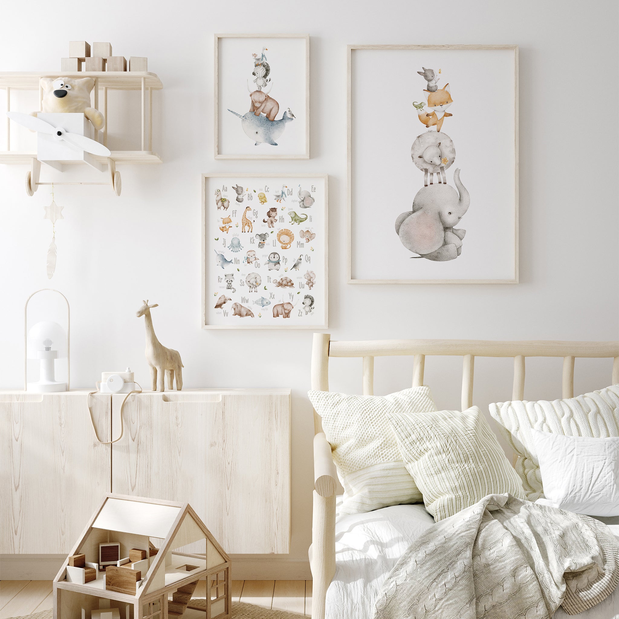 Whimsical Stacking Safari Animals Print - Narwhal