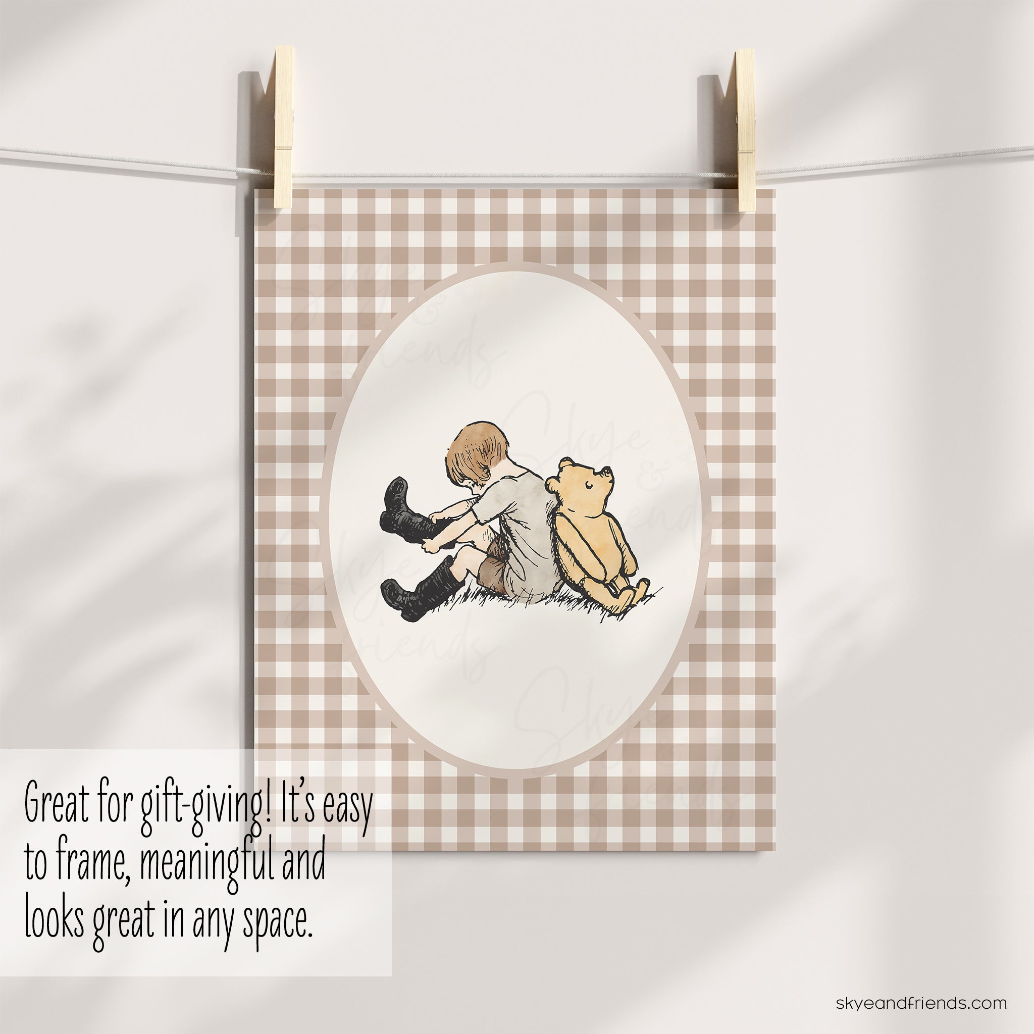 Classic Winnie-the-Pooh Nursery Print in Sage Green and Other Neutral Colors - A Grand Adventure!